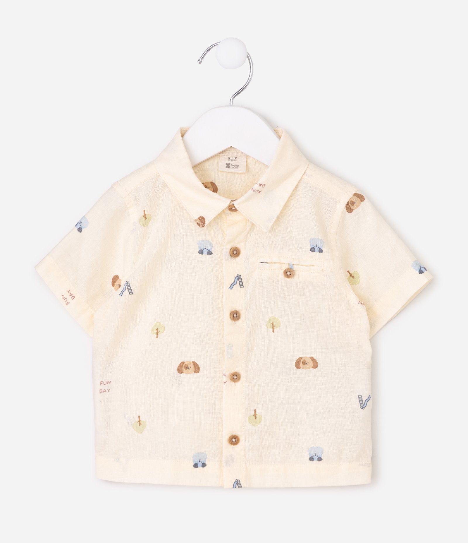Camisa em Algodão Cambraia com Estampa de Bichinhos Bebê - Tam 0 a 18 Meses Bege 2