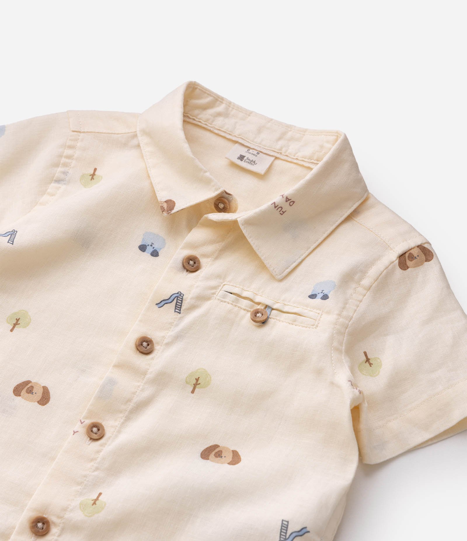 Camisa em Algodão Cambraia com Estampa de Bichinhos Bebê - Tam 0 a 18 Meses Bege 5
