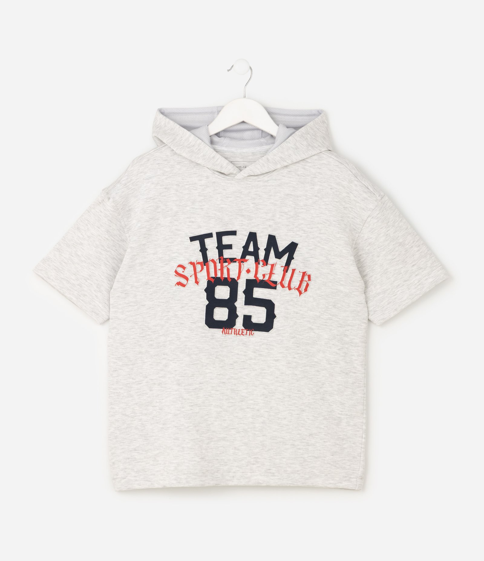 Camiseta Infantil em Moletinho com Capuz Tech e Lettering – Tam 5 a 14 Anos Cinza Mescla 2