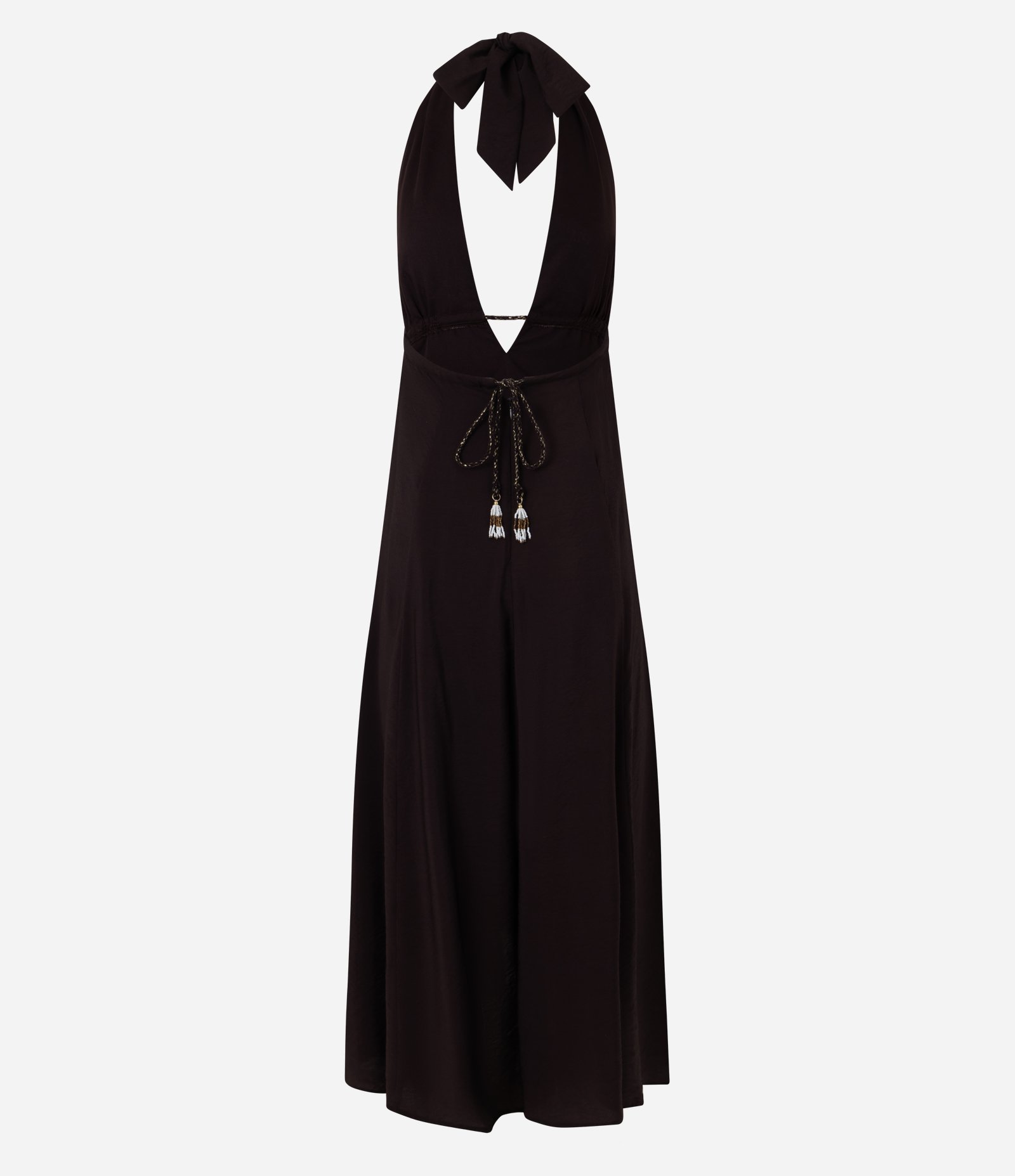 Vestido Frente Única Longo em Viscose com Estampa Paisley Marrom 7
