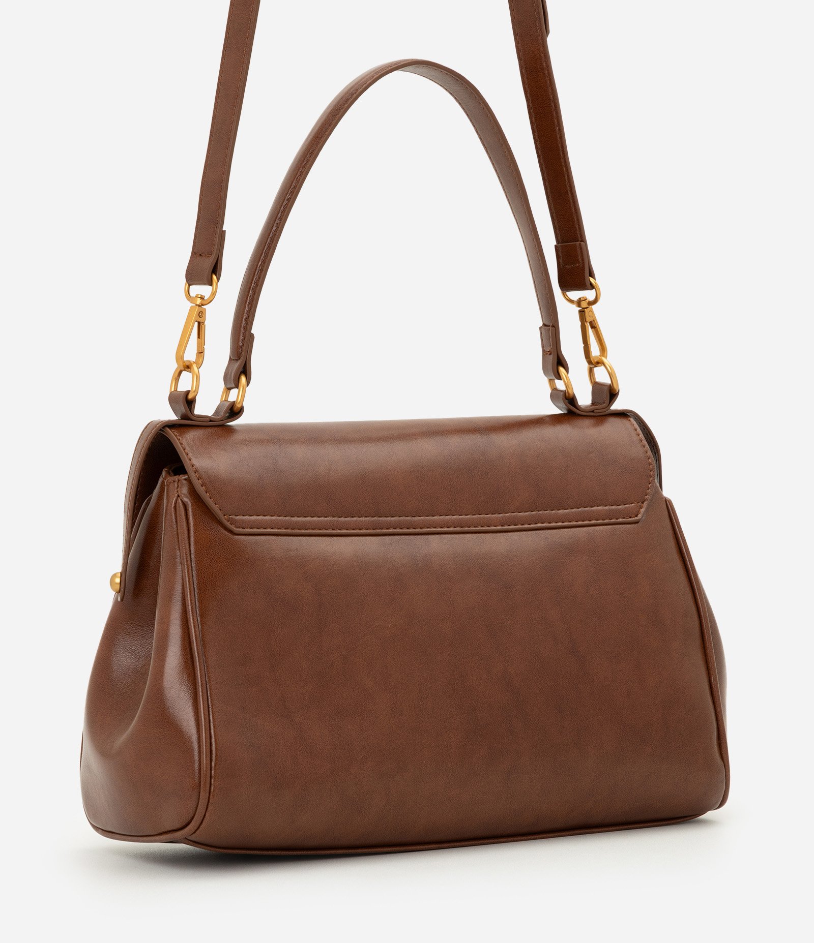 Bolsa Shoulder Média em PU com Tassel Estampado Marrom 3