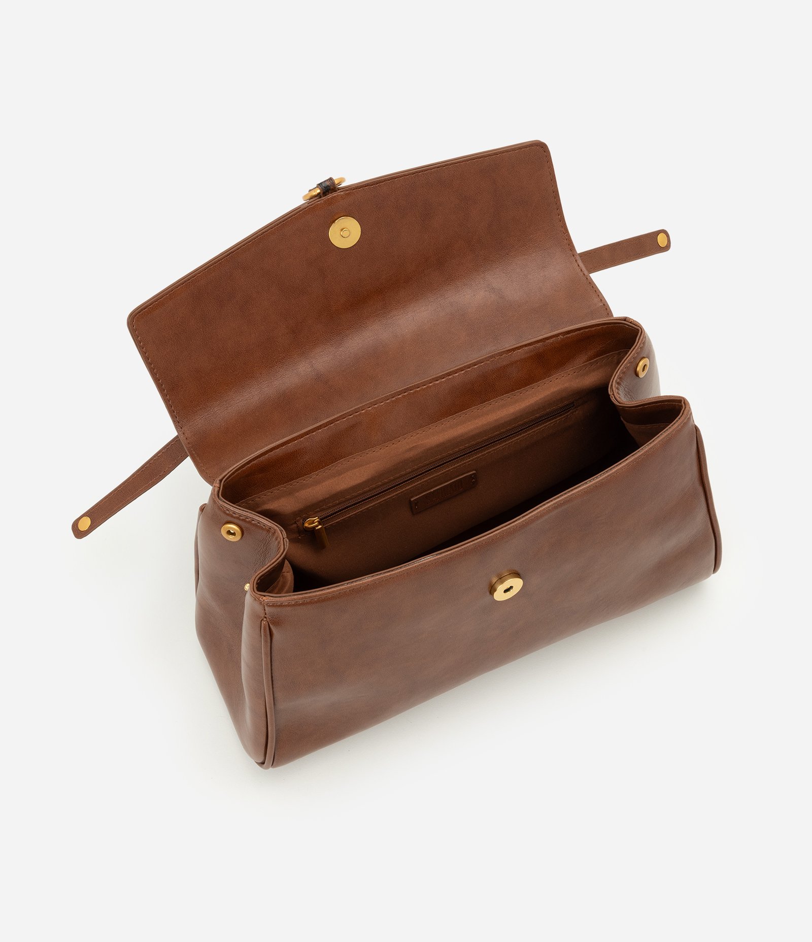 Bolsa Shoulder Média em PU com Tassel Estampado Marrom 5