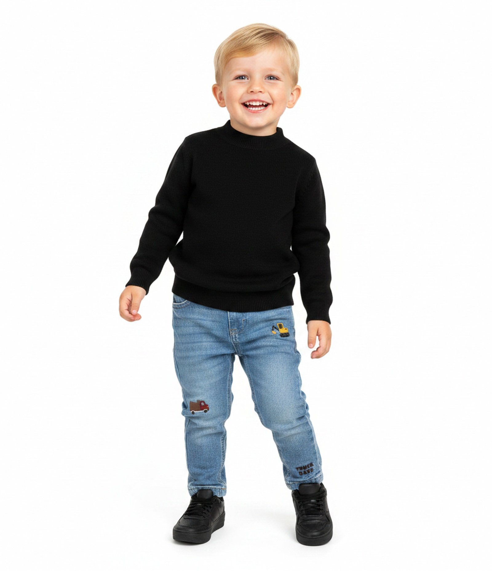 Casaco Infantil em Tricô com Gola Alta – Tam 1 a 6 Anos Preto 1