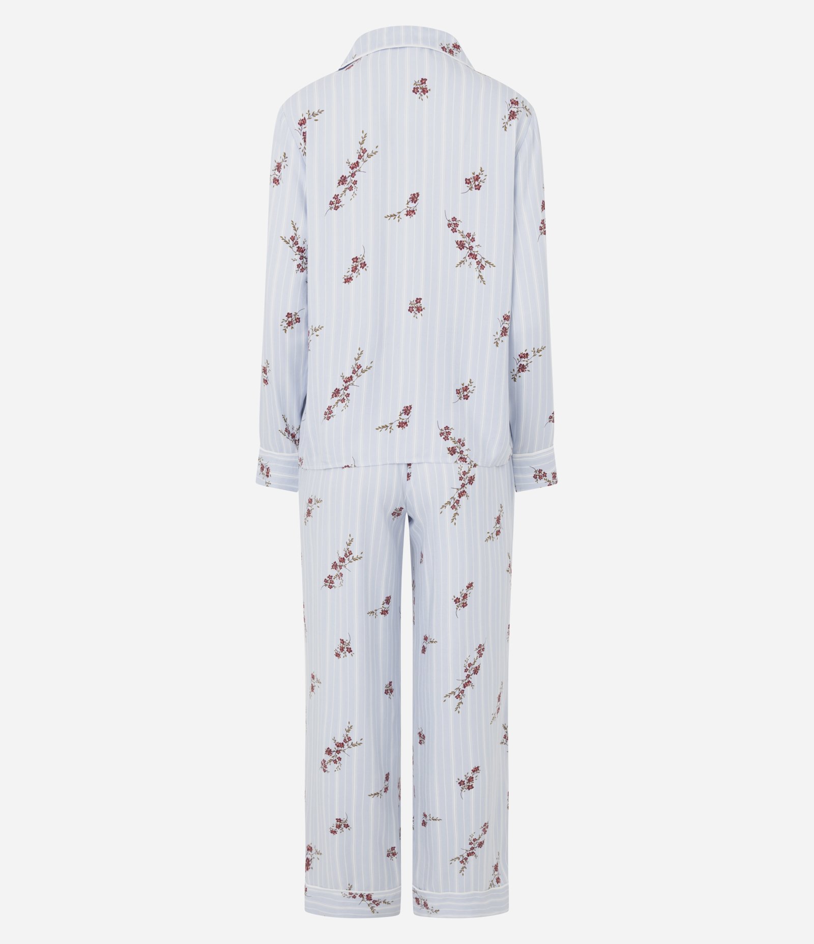 Pijama Longo Americano com Estampa Floral Azul 6