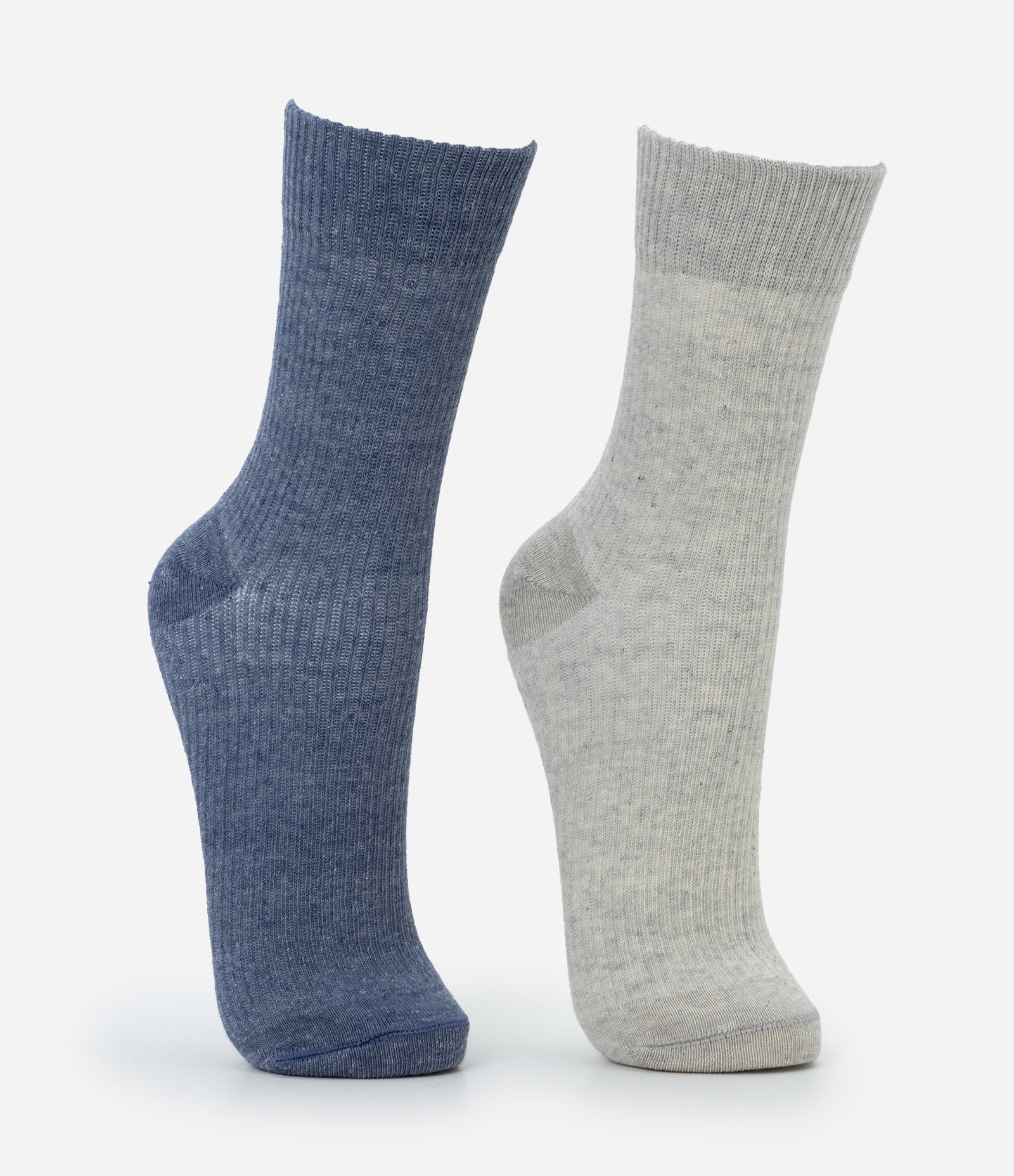 Kit 02 Meias Caneladas Cano Alto em Algodão Multicores 2