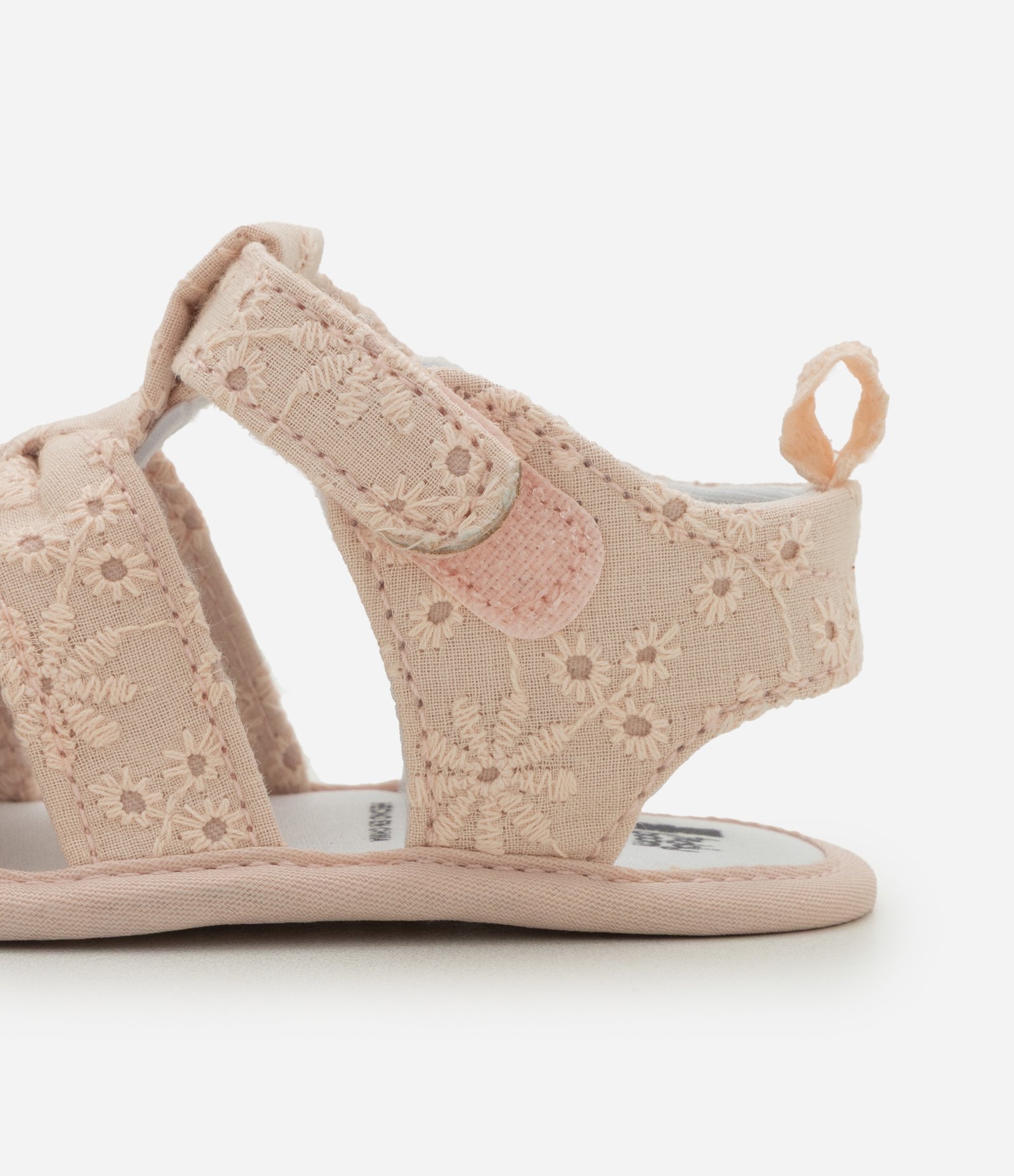 Sandália Bebê em Broderie com Velcro - Tam 13 a 19 Rosa 4