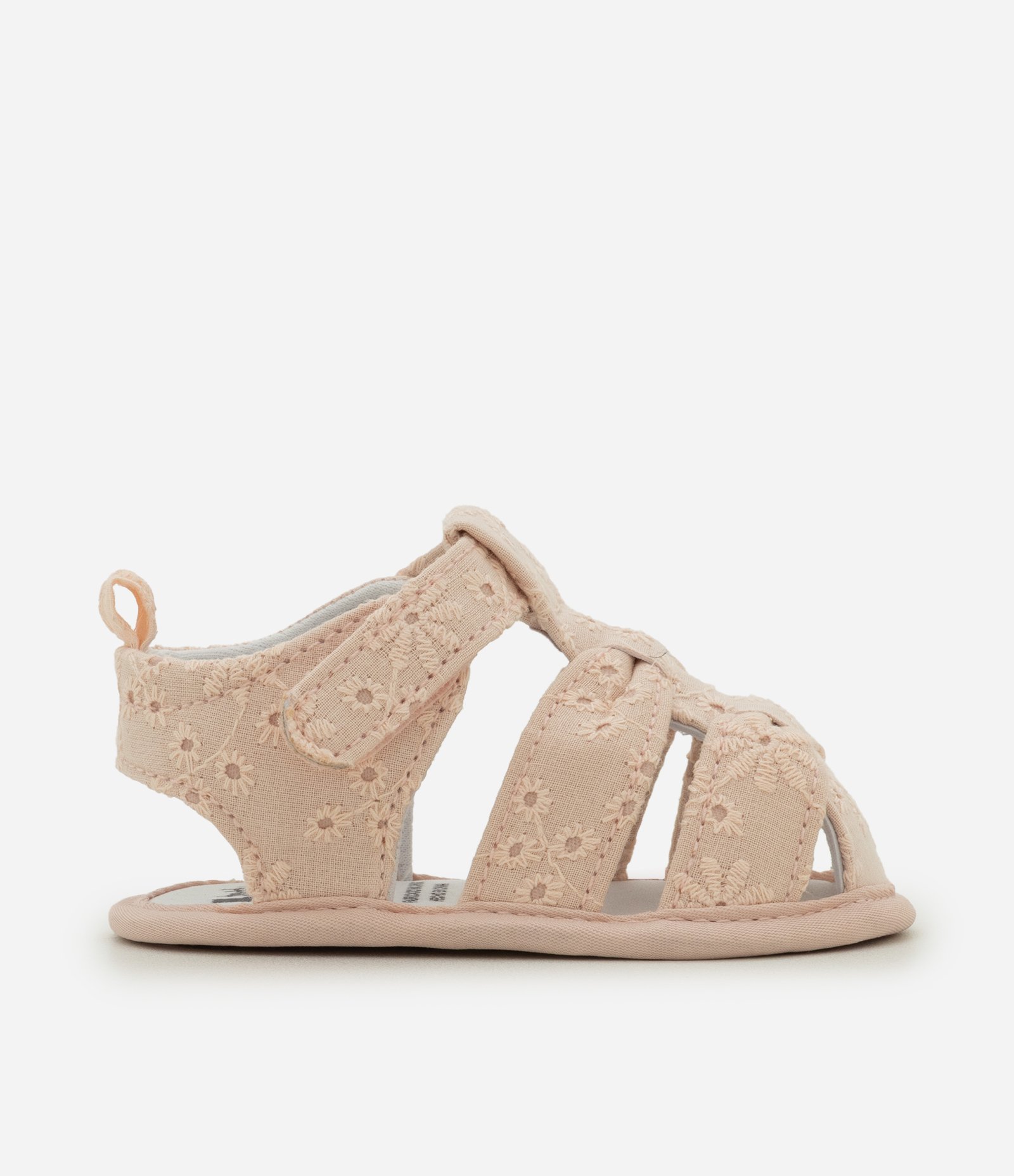 Sandália Bebê em Broderie com Velcro - Tam 13 a 19 Rosa 5