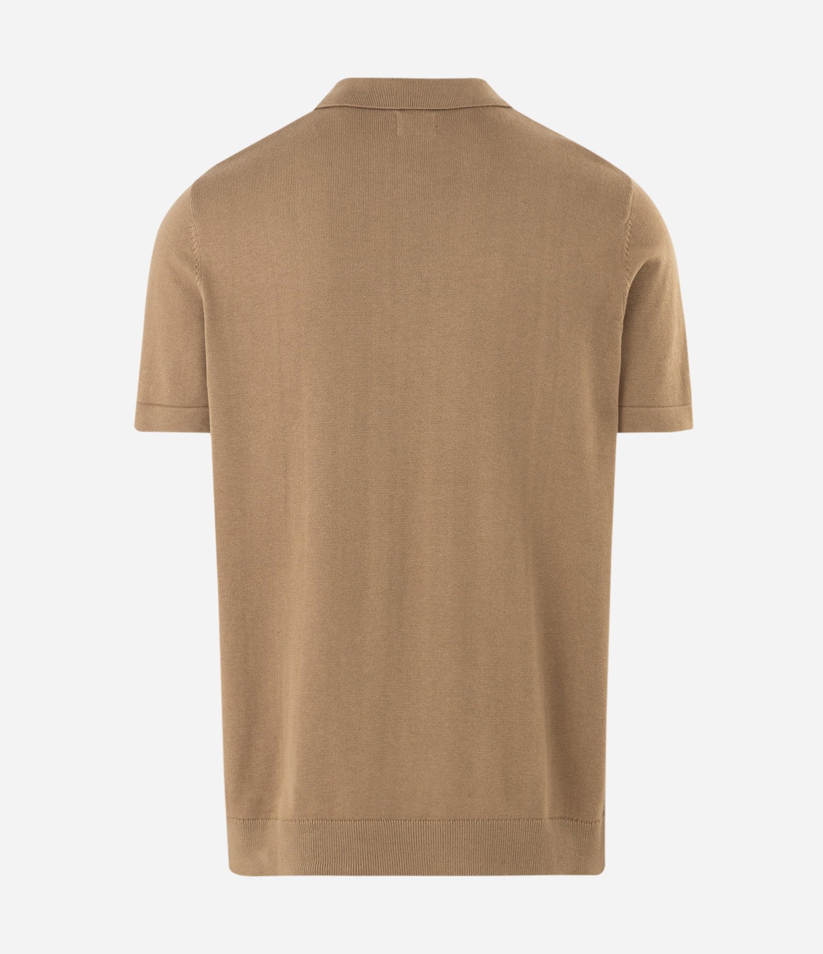 Polo Texturizada Half Zipper Algodão Marrom 6