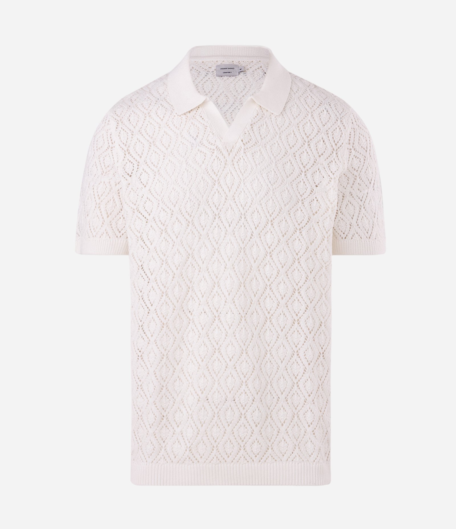 Camiseta Polo em Tricô com Textura Vazada Alceu Valença Branco 1