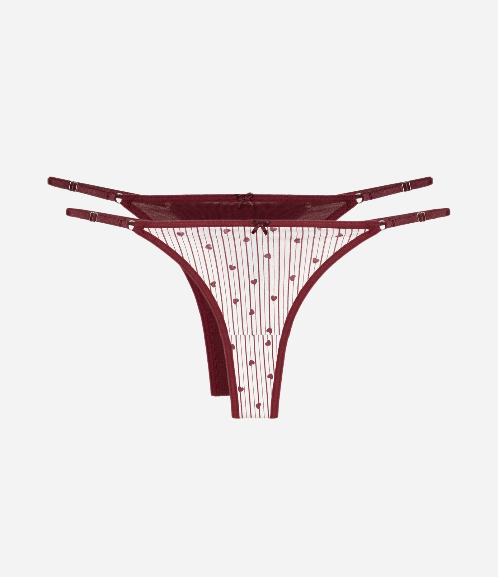 Kit 02 Calcinhas String Fio Duplo em Algodão Vermelho/Branco 1