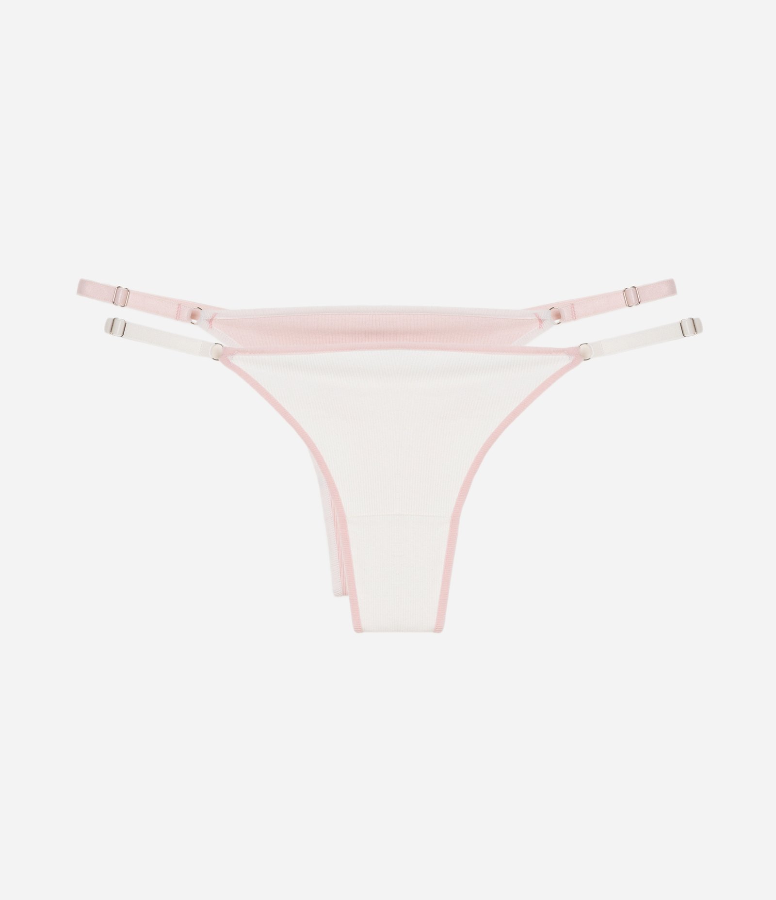 Kit 02 Calcinhas String Fio em Algodão Rosa/Branco 1
