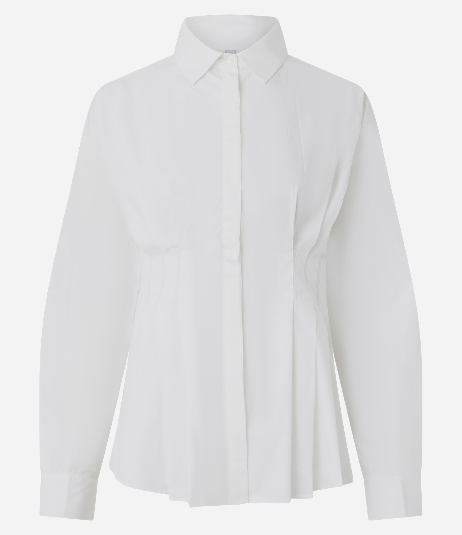Camisa Acinturada com Pregas em Tricoline Branco 5