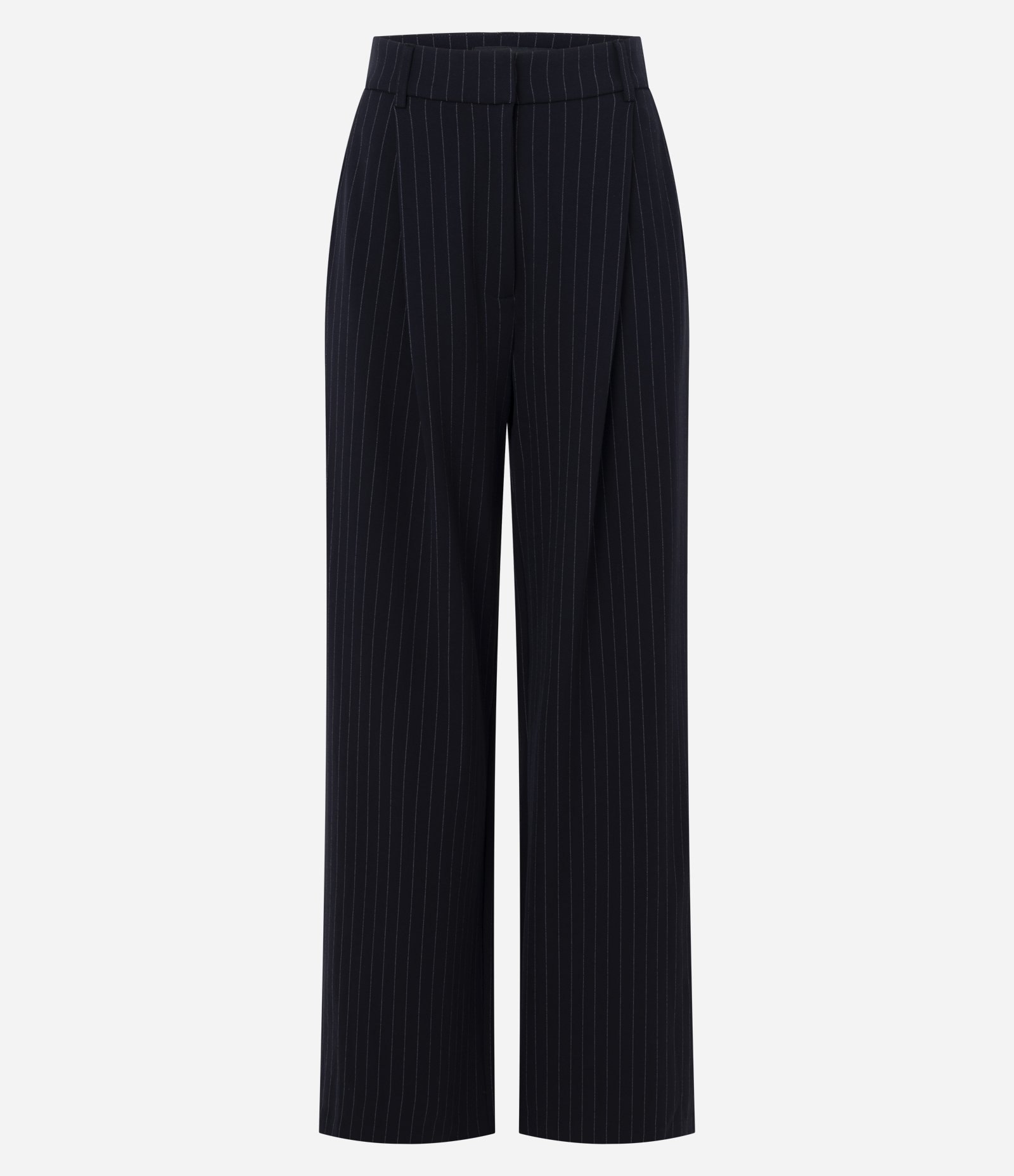 Calça Risca de Giz em Ponto Roma Azul 1
