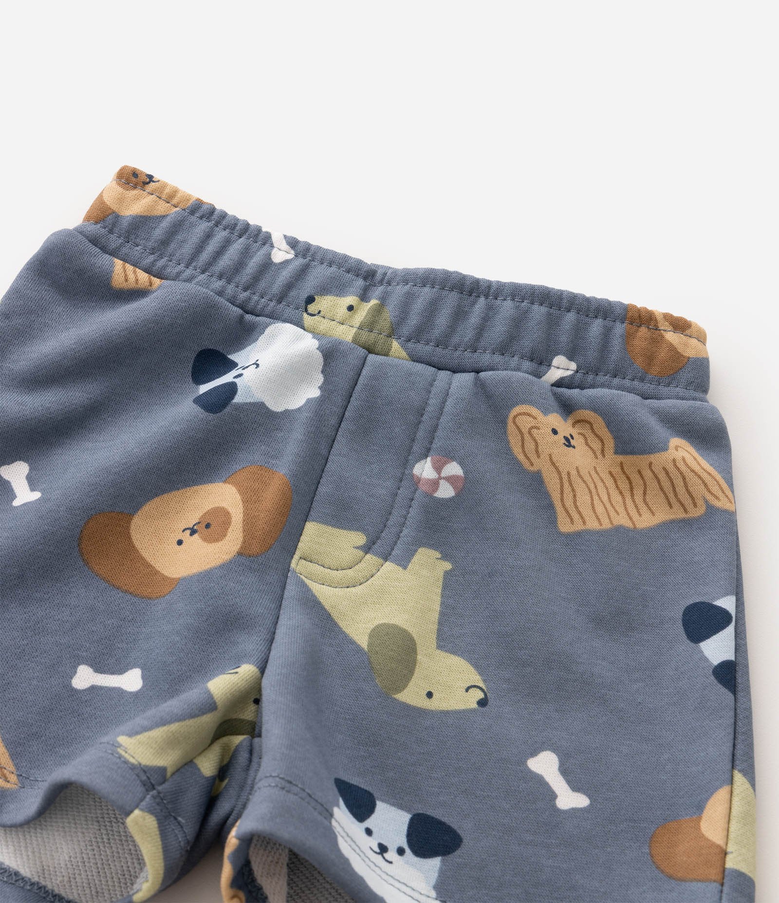 Conjunto Bebê em Algodão com Camiseta e Bermuda com Estampa de Cachorro - Tam 0 a 18 Meses Branco 4
