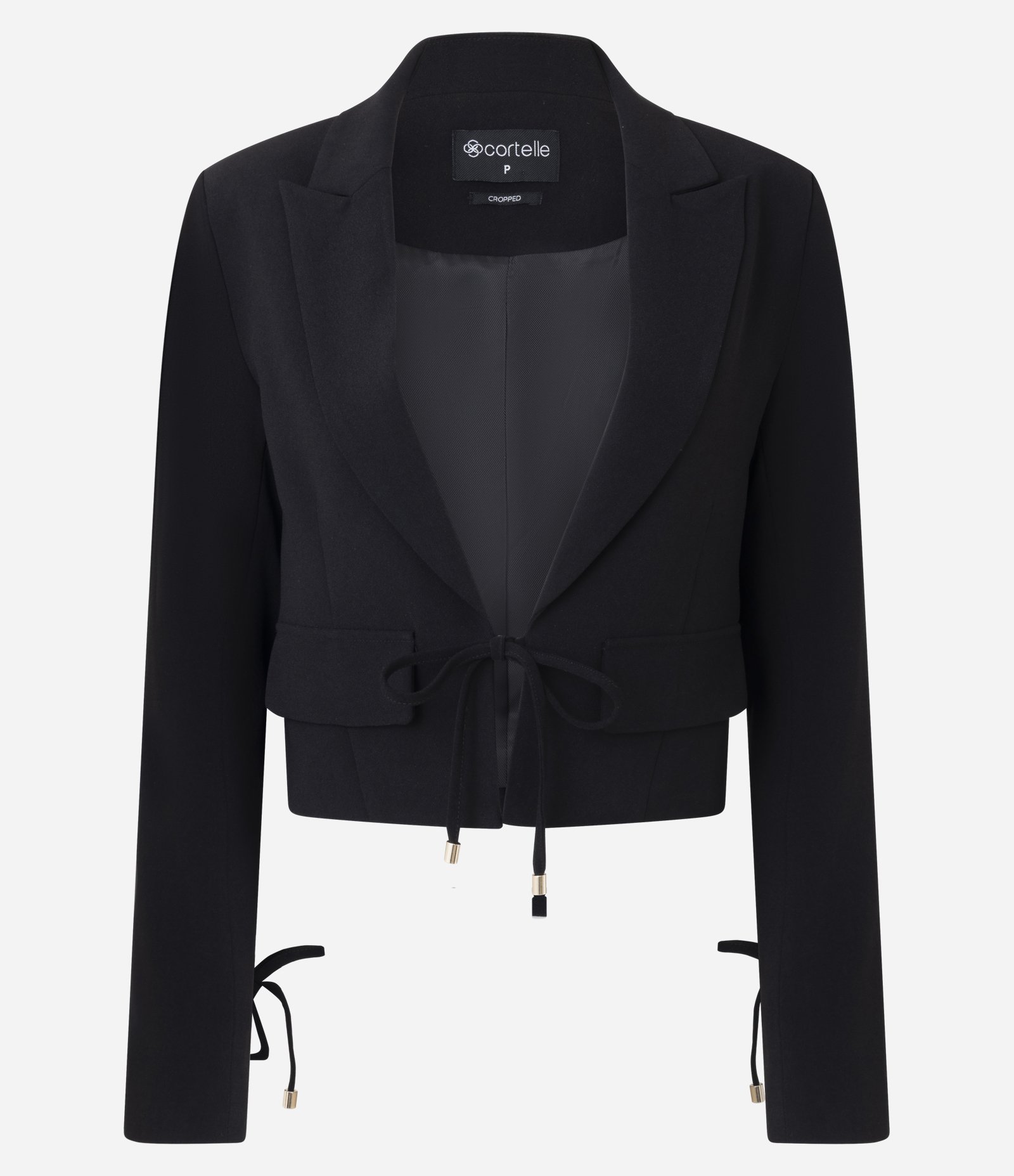 Blazer Curto Alfaiatado com Amarração Frontal e Nos Punhos Preto 5