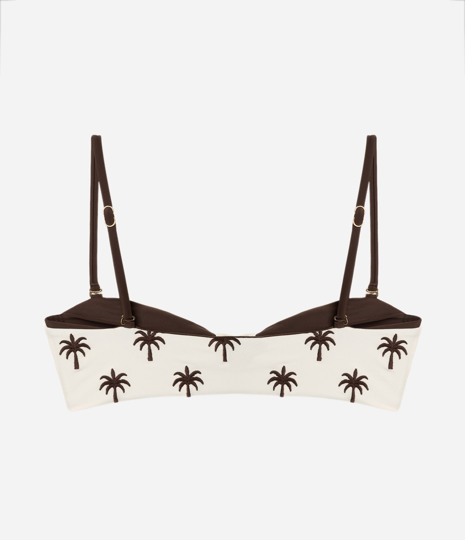 Biquíni Top Bandeau Dupla Face com Bordado de Coqueiro Marrom/Off White 6