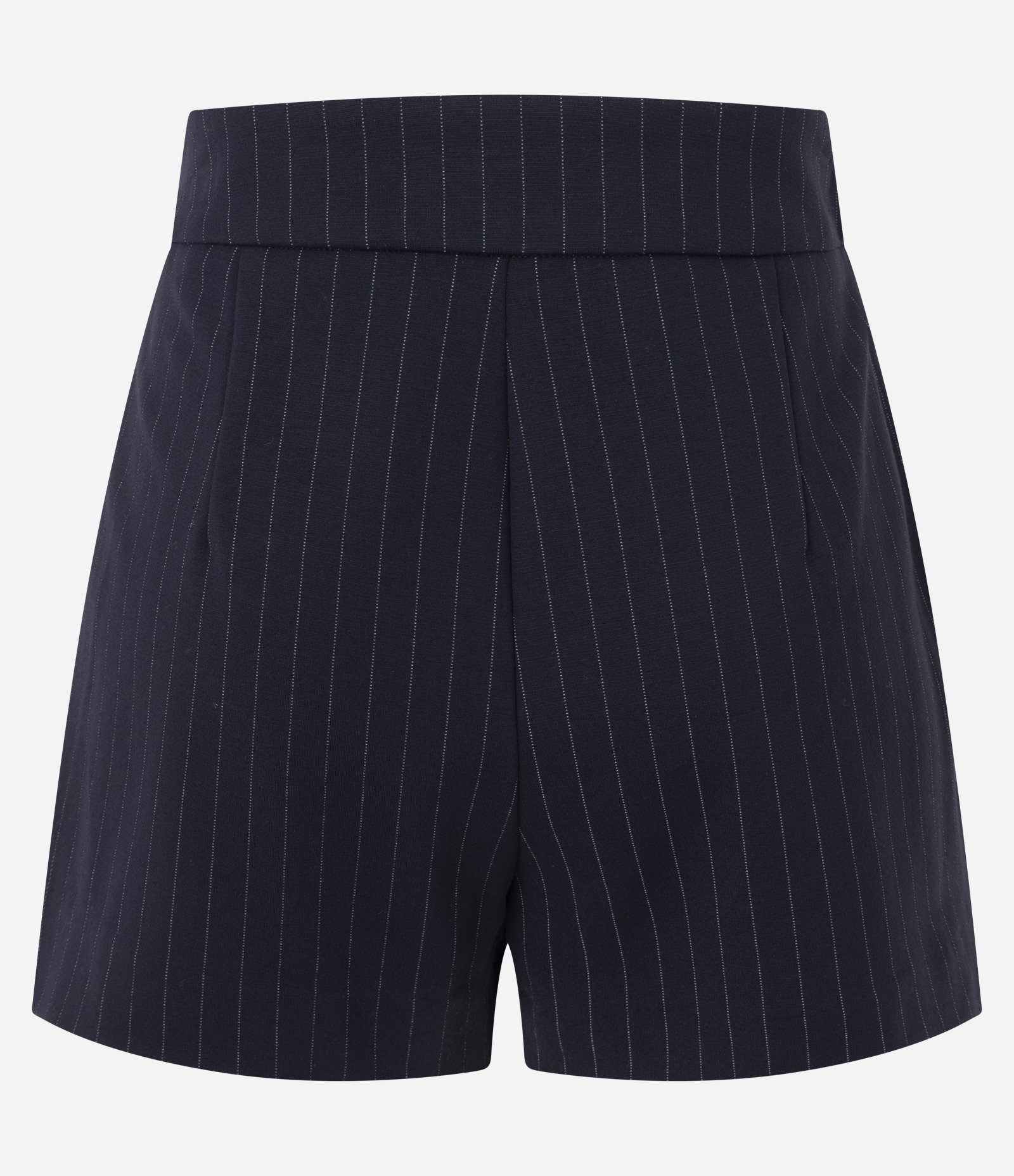 Short Saia Alfaiatado em Ponto Roma com Cinto Lateral e Risca de Giz Azul 2