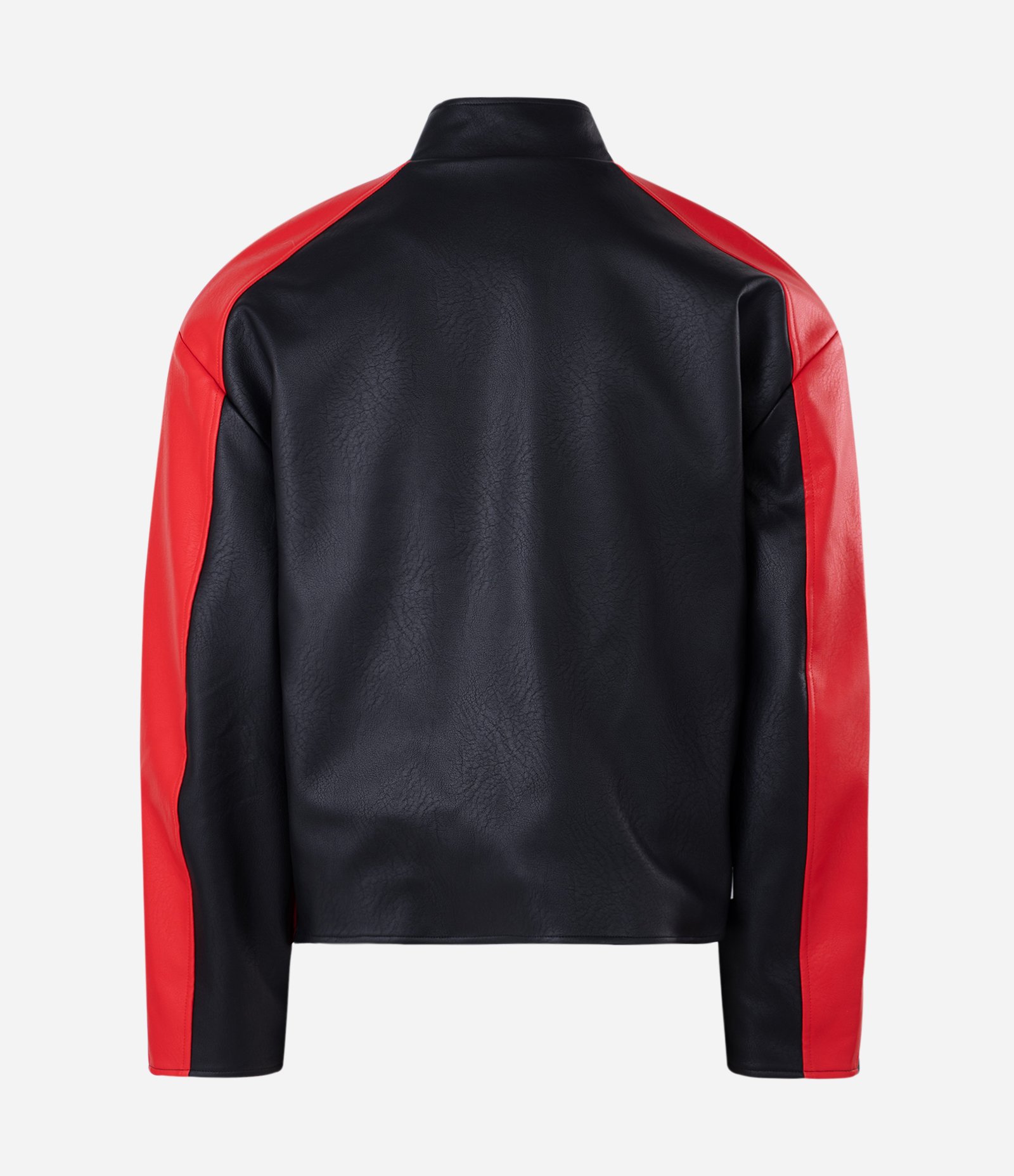Jaqueta Masculina PU Thriller com Painéis Contrastantes Preto 6