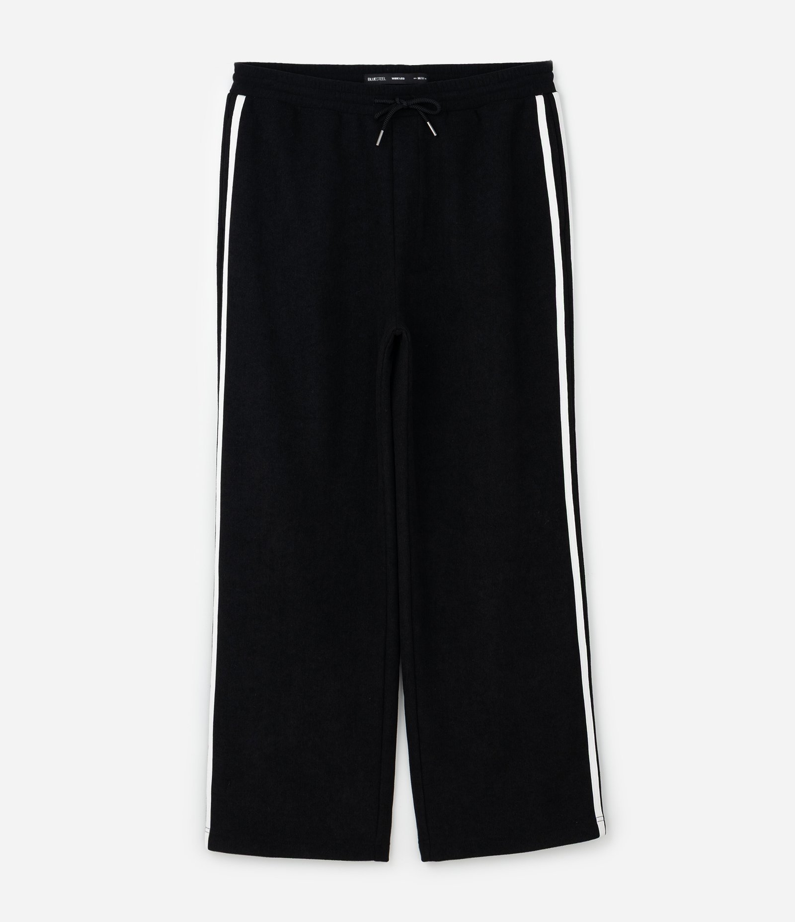 Calça Moletom Super Wide Leg com Listras Laterais Preto 5