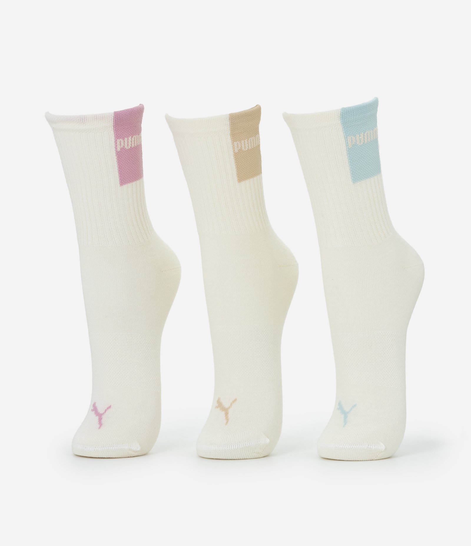 Kit 03 Pares de Meia Cano Médio Esportivas em Algodão com Estampa Puma Off White 1