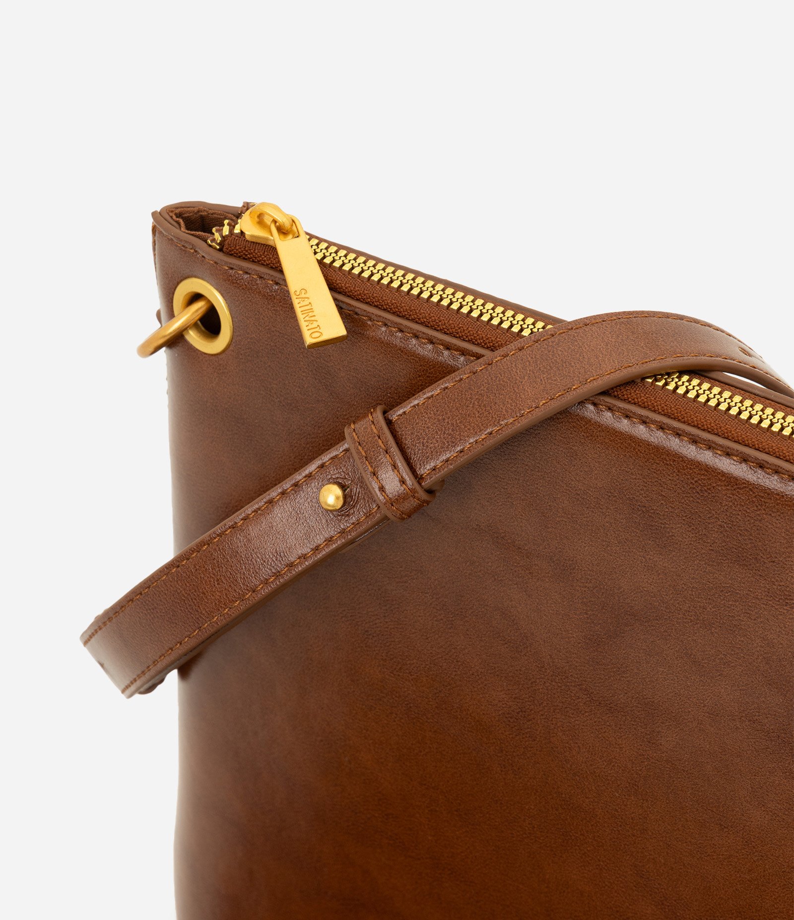 Bolsa Postman Média em PU com Tassel Estampado Marrom 4