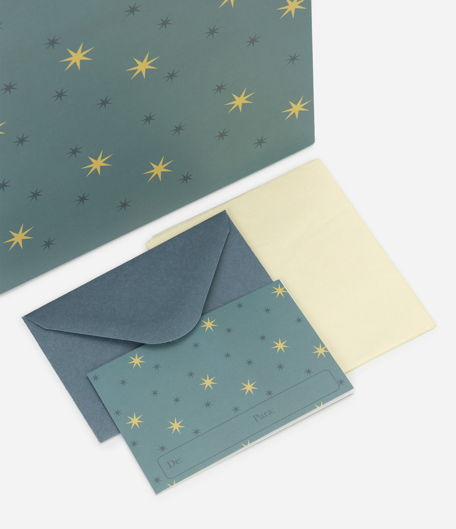 Embalagem de Presente Média com Estampa de Estrelas Azul 4