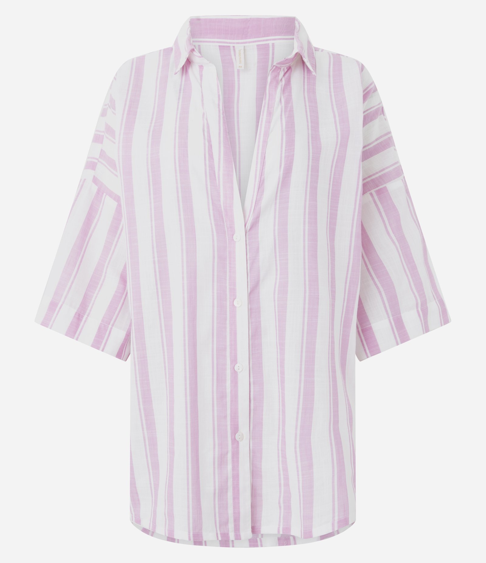 Saída de Praia Bata em Cotton com Estampa de Listras Fio Tinto Rosa 5