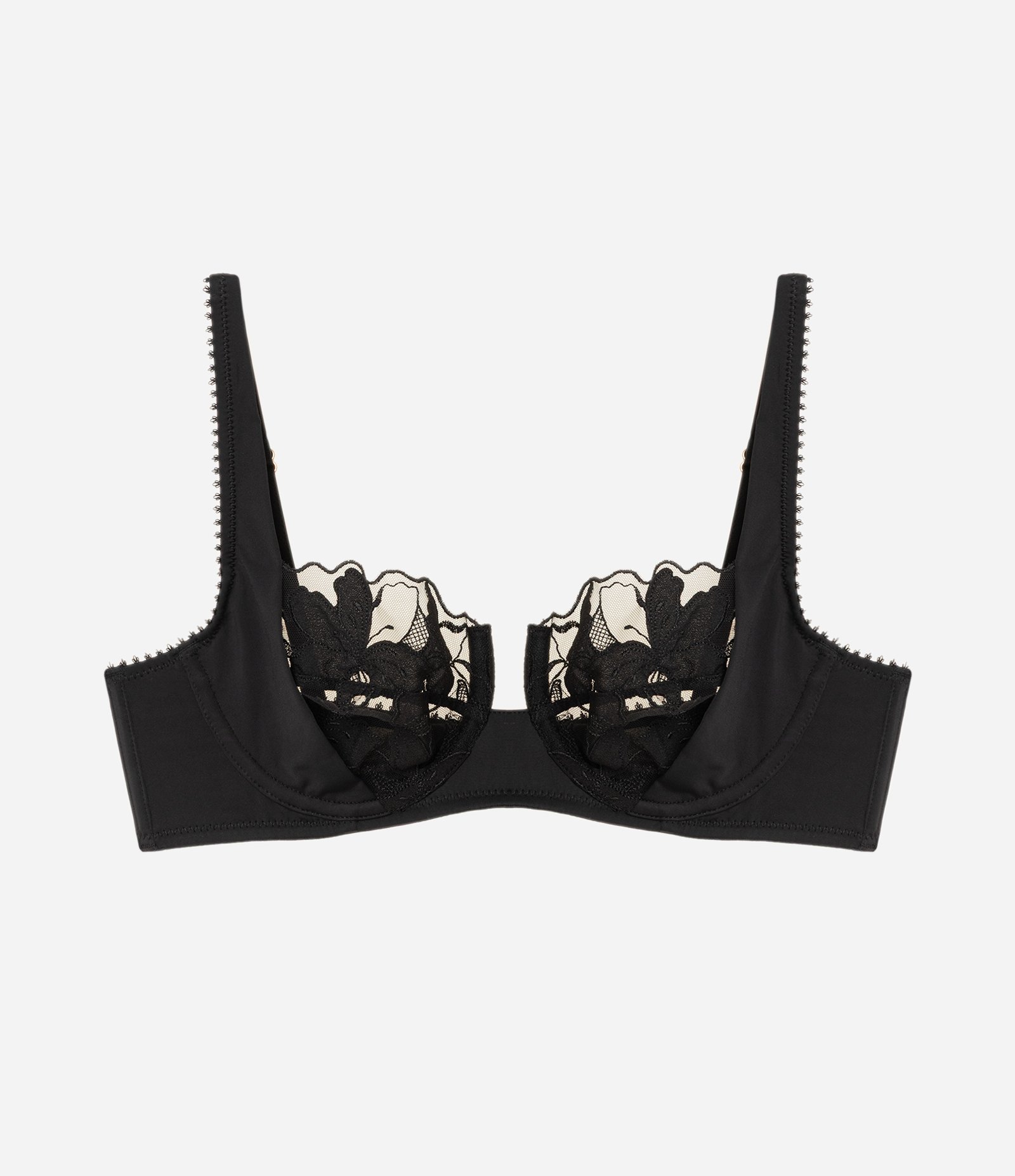 Sutiã sem Bojo com Aro e Bordado Floral Preto 5