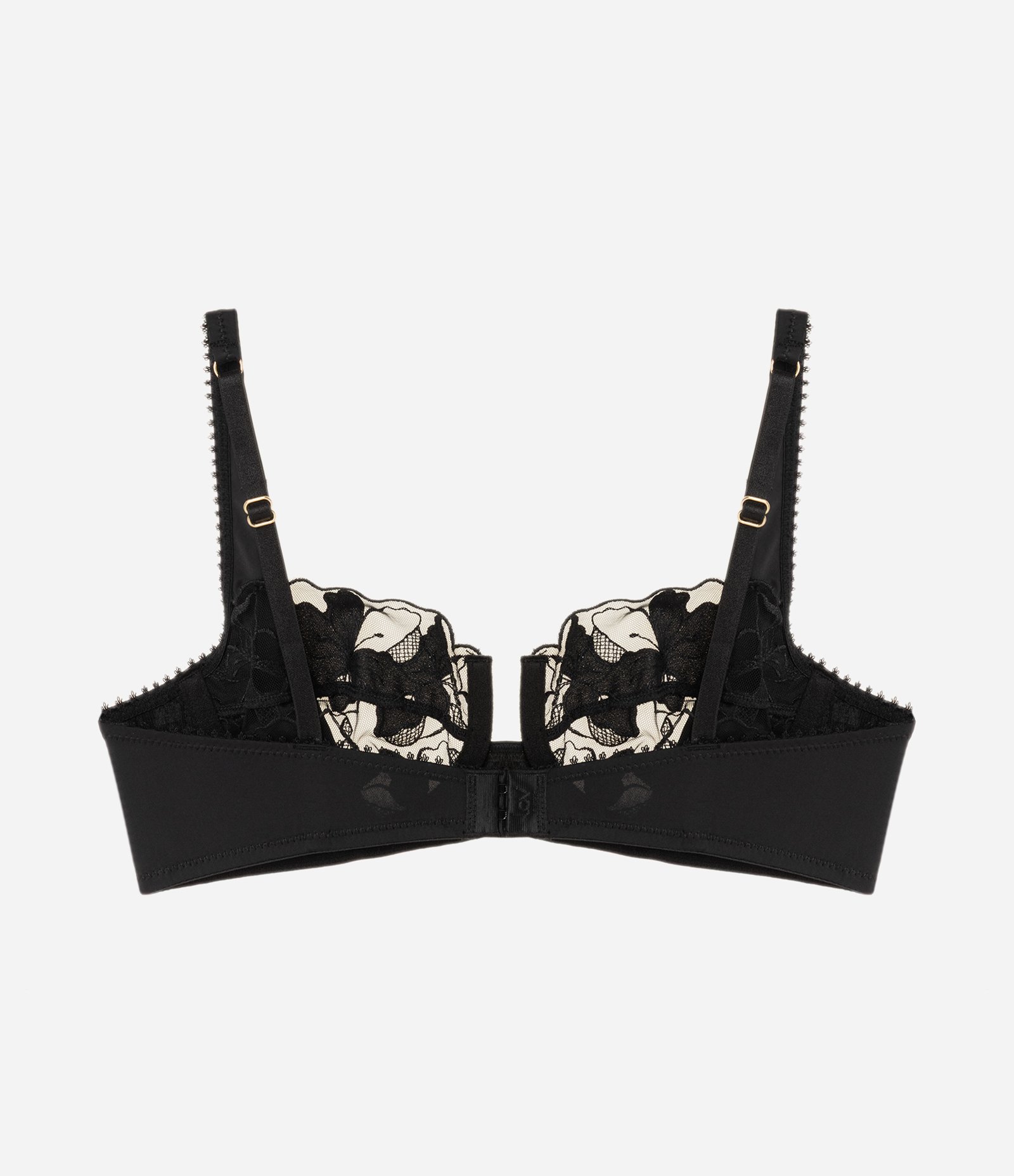 Sutiã sem Bojo com Aro e Bordado Floral Preto 6
