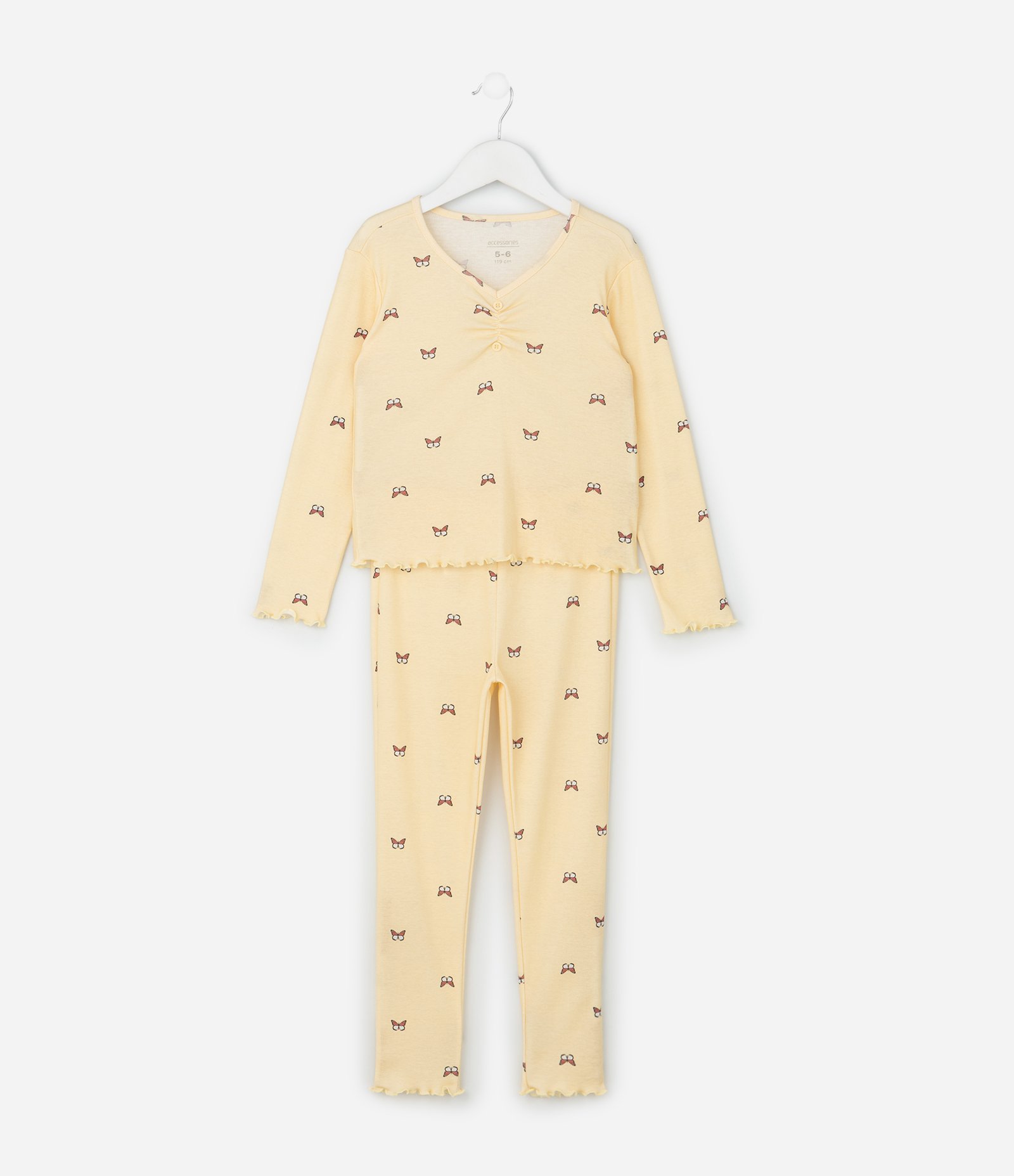 Pijama Infantil com Estampa de Borboletas – Tam 5 a 14 Anos Amarelo Claro 1