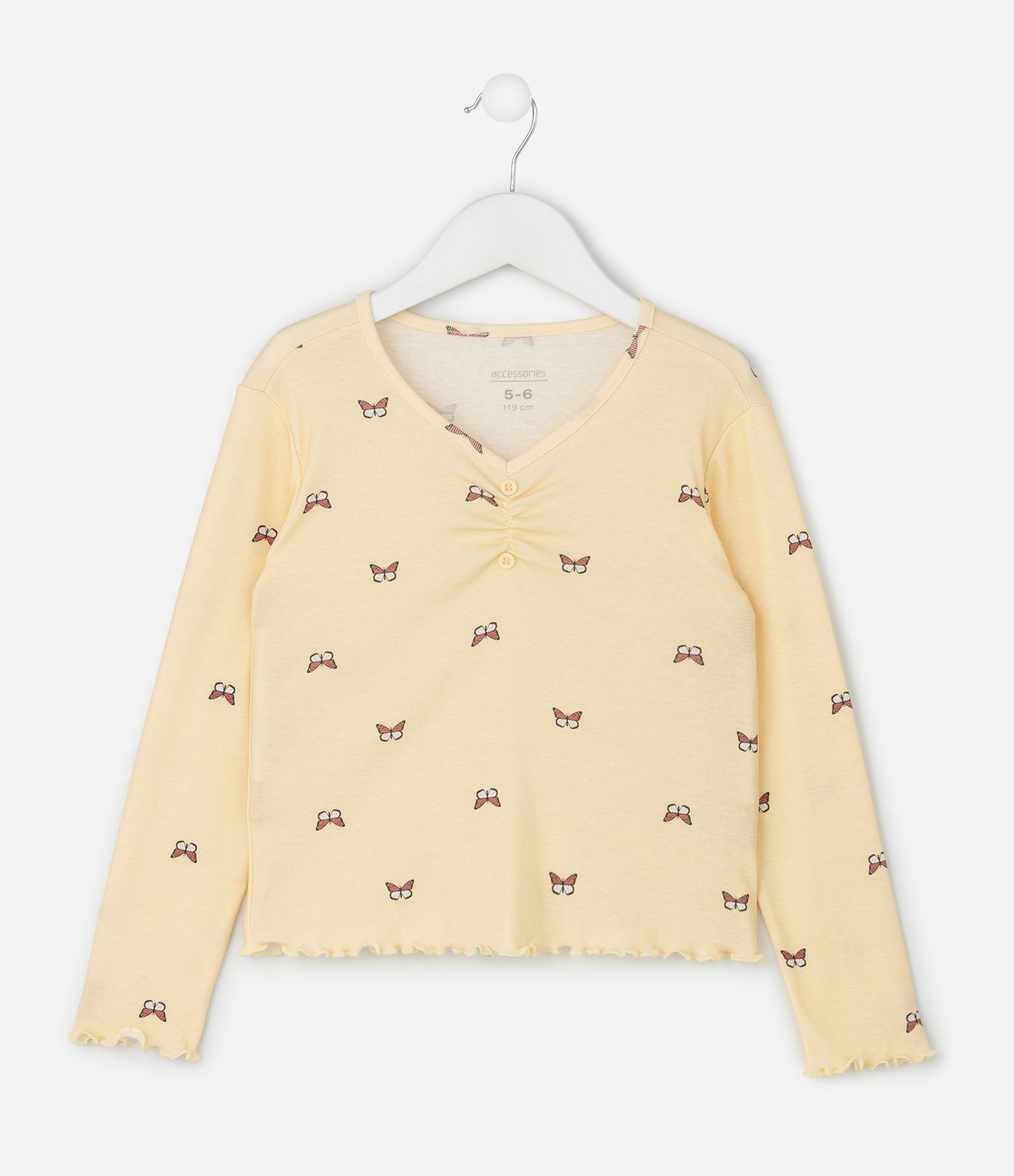 Pijama Infantil com Estampa de Borboletas – Tam 5 a 14 Anos Amarelo Claro 4