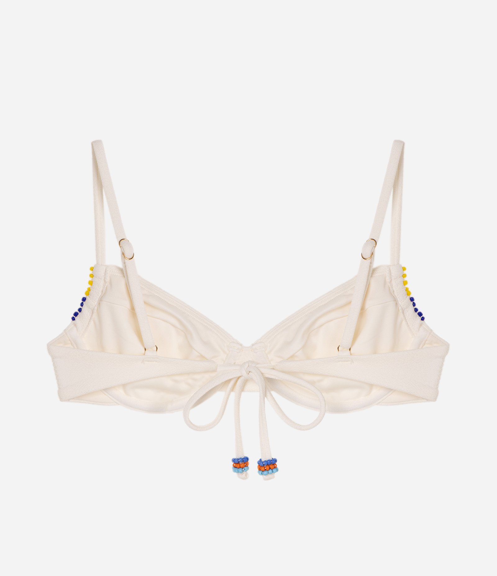 Biquíni Top Meia Taça Texturizado com Miçangas Branco 6