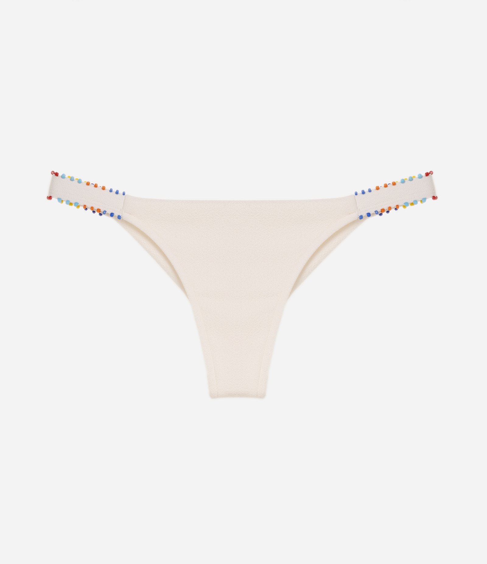 Biquíni Calcinha String em Microfibra Texturizada com Miçangas Branco 5