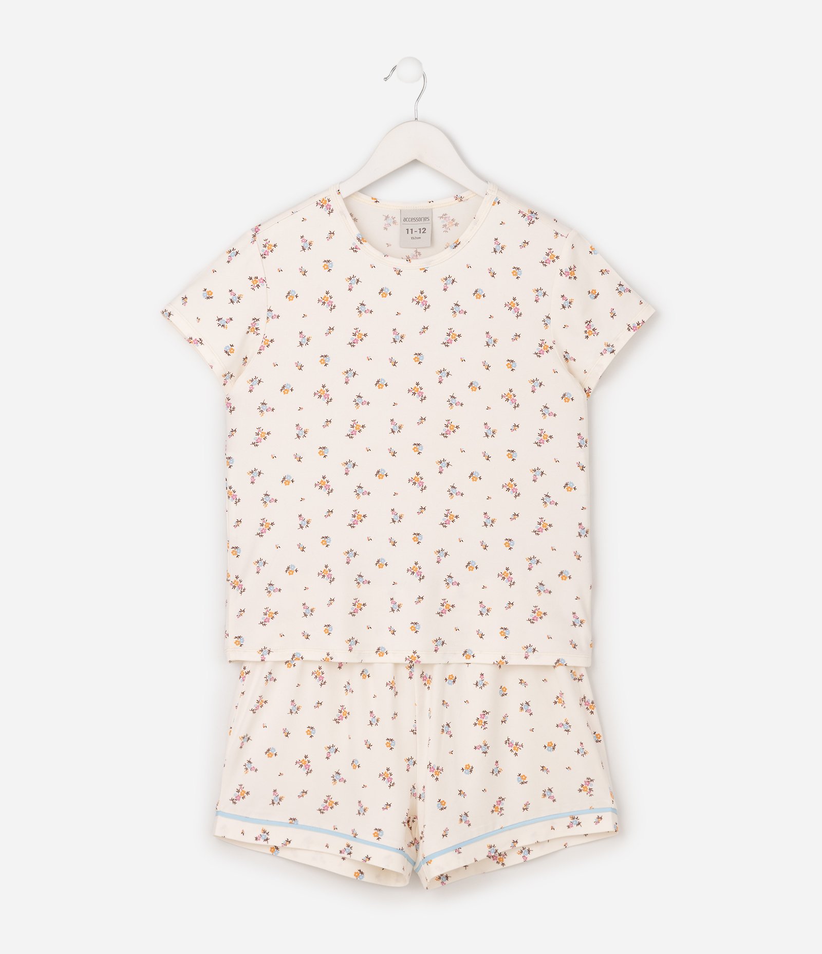 Pijama Infantil Peach Touch Manga Curta - Tam 5 a 16 anos Bege/Creme 1