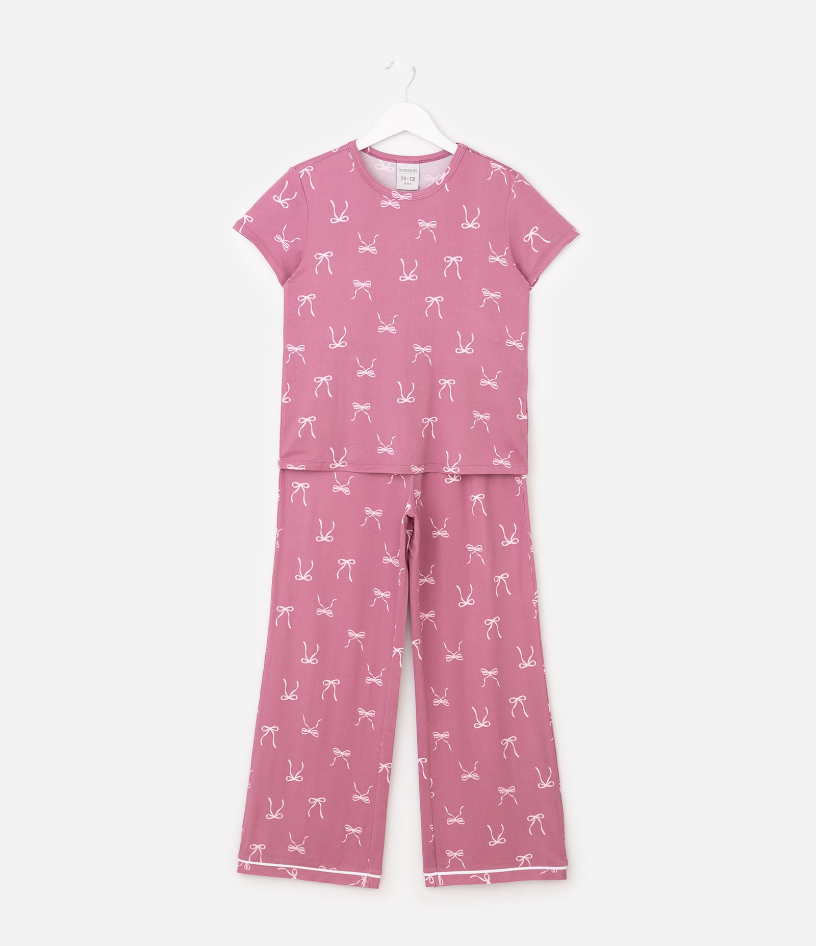 Pijama Infantil em Moletinho com Estampa de Lacinhos e Toque Suave - Tam 5 a 16 Anos Rosa 1