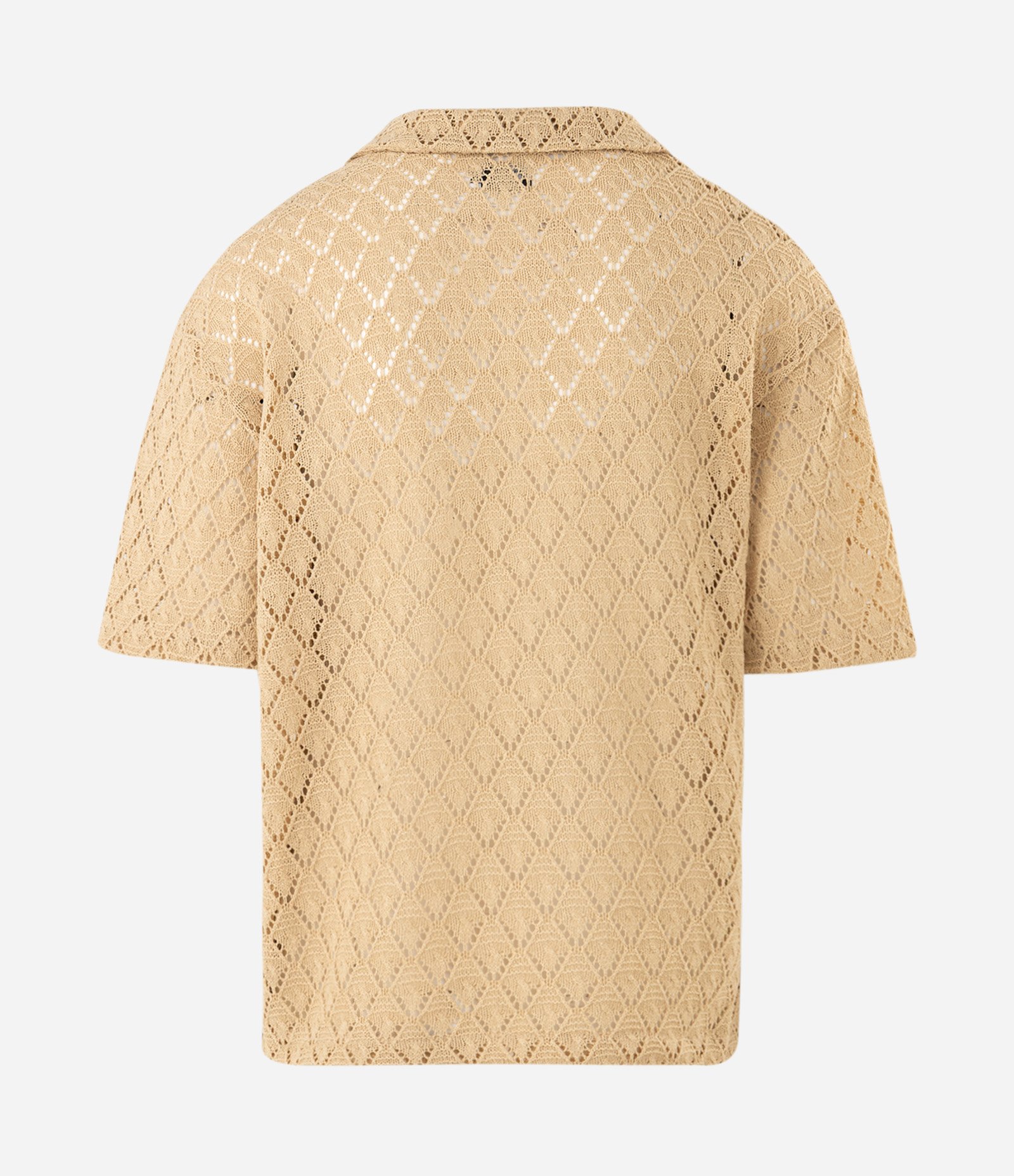 Camisa em Renda Texturizada com Detalhes Contrastantes Bege 9