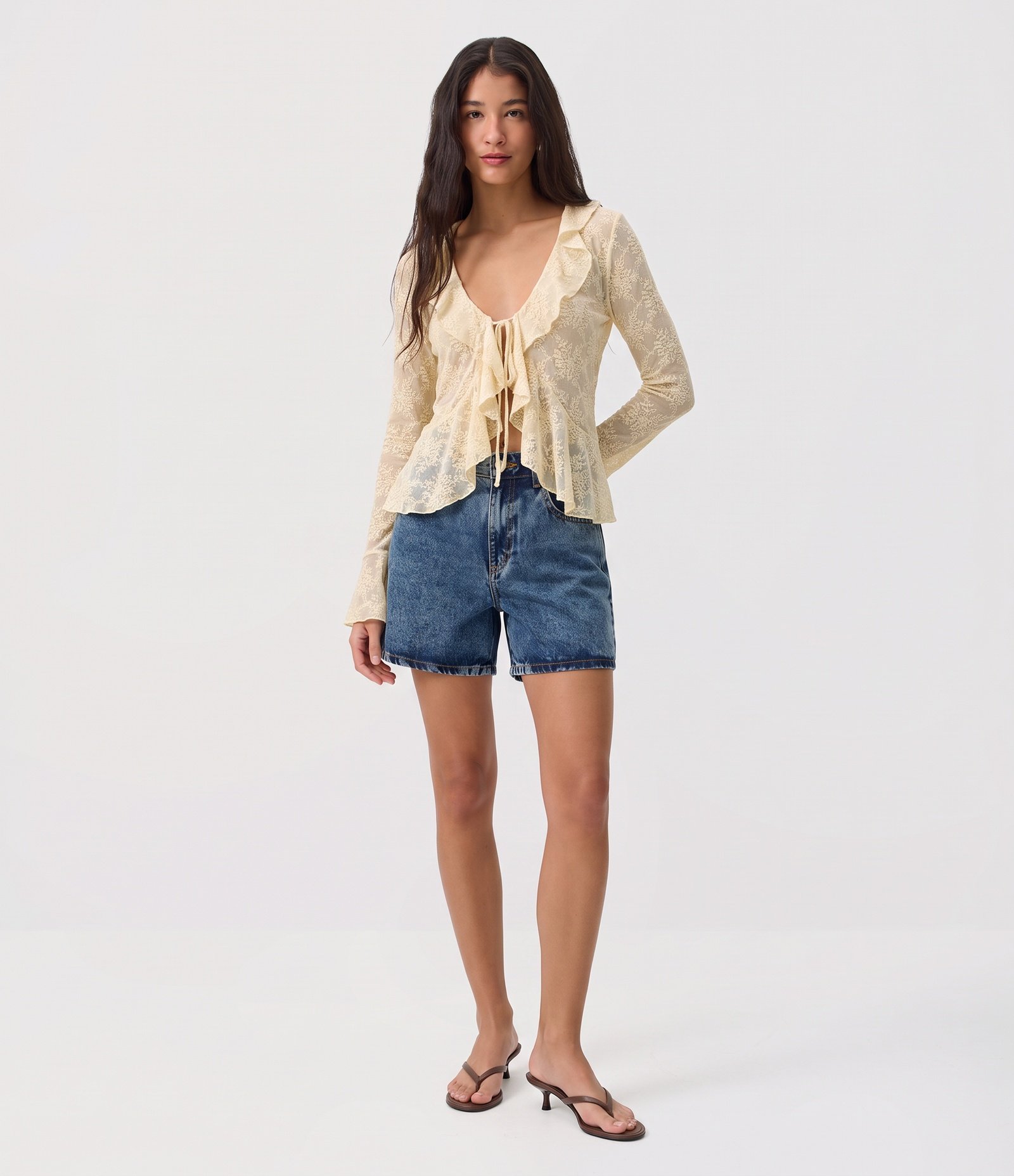 Short Mom em Jeans com Cintura Alta Azul Escuro 1