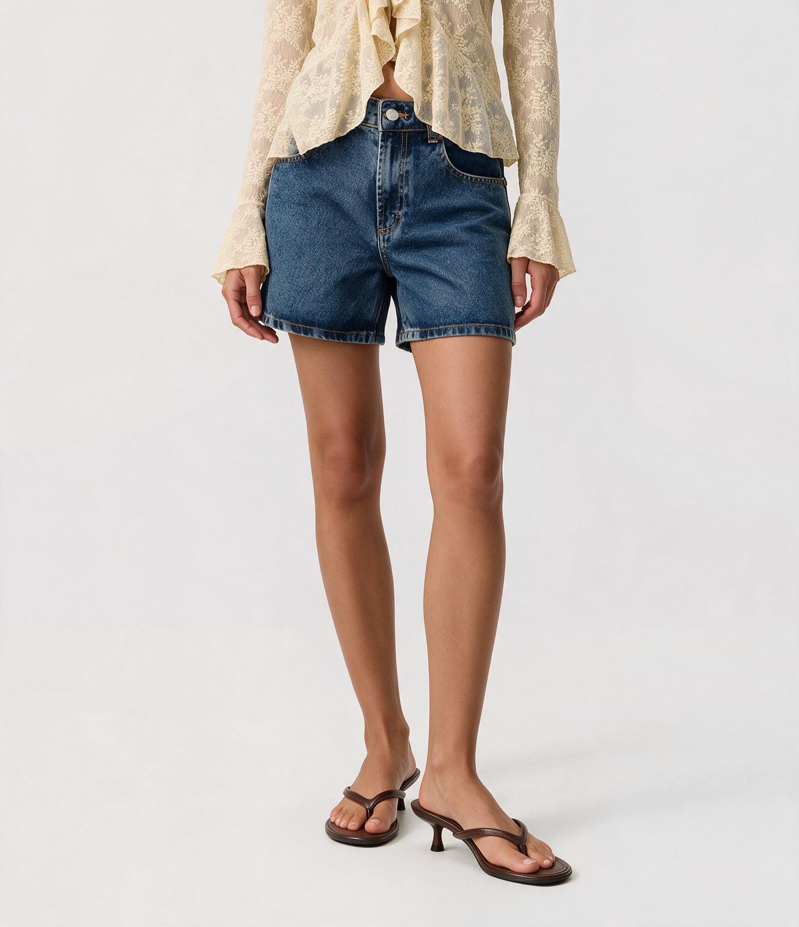 Short Mom em Jeans com Cintura Alta Azul Escuro 3