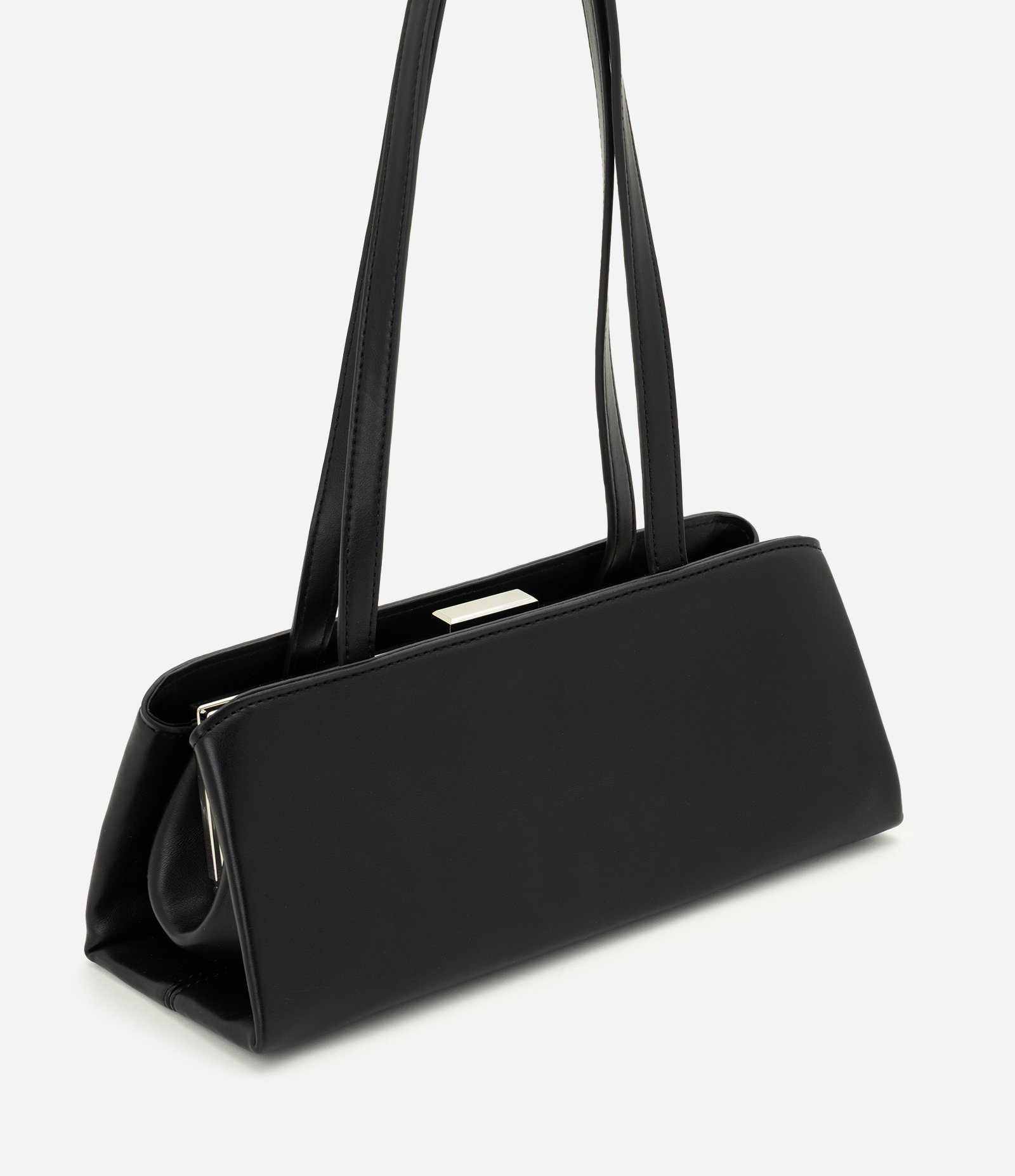 Bolsa Bowling Média em PU com Detalhes Metalizados Preto 1