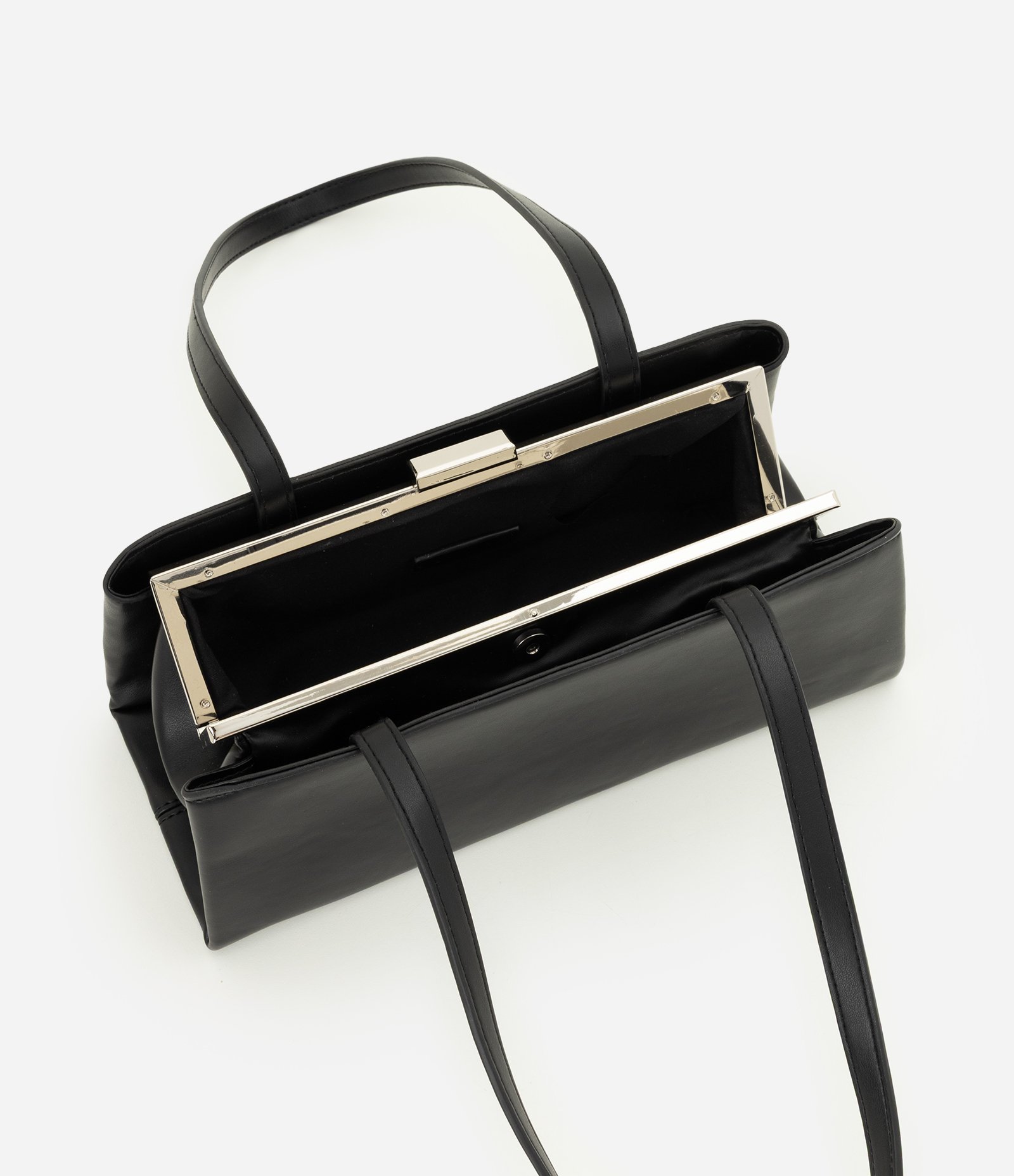 Bolsa Bowling Média em PU com Detalhes Metalizados Preto 4