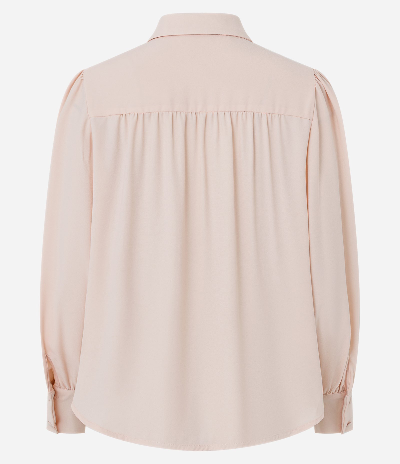 Camisa em Crepe com Manga Longa e Franzido no Ombro Rosa 2