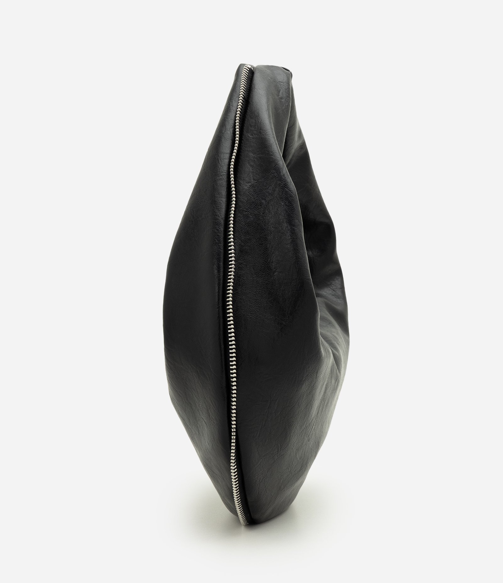 Bolsa Baguete Média em PU com Formato Curvo Preto 2