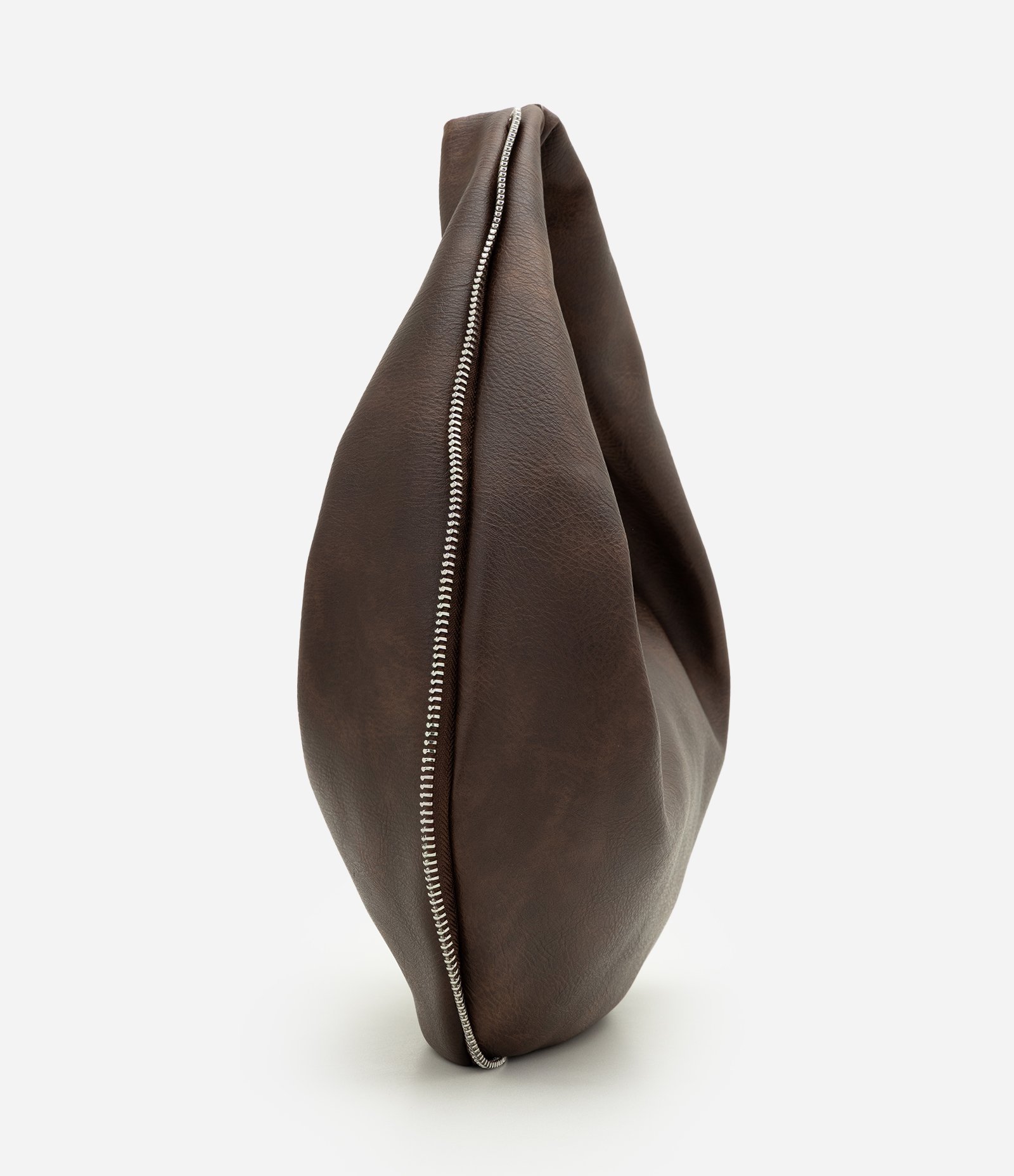 Bolsa Baguete Média em PU com Formato Curvo Marrom Escuro 2