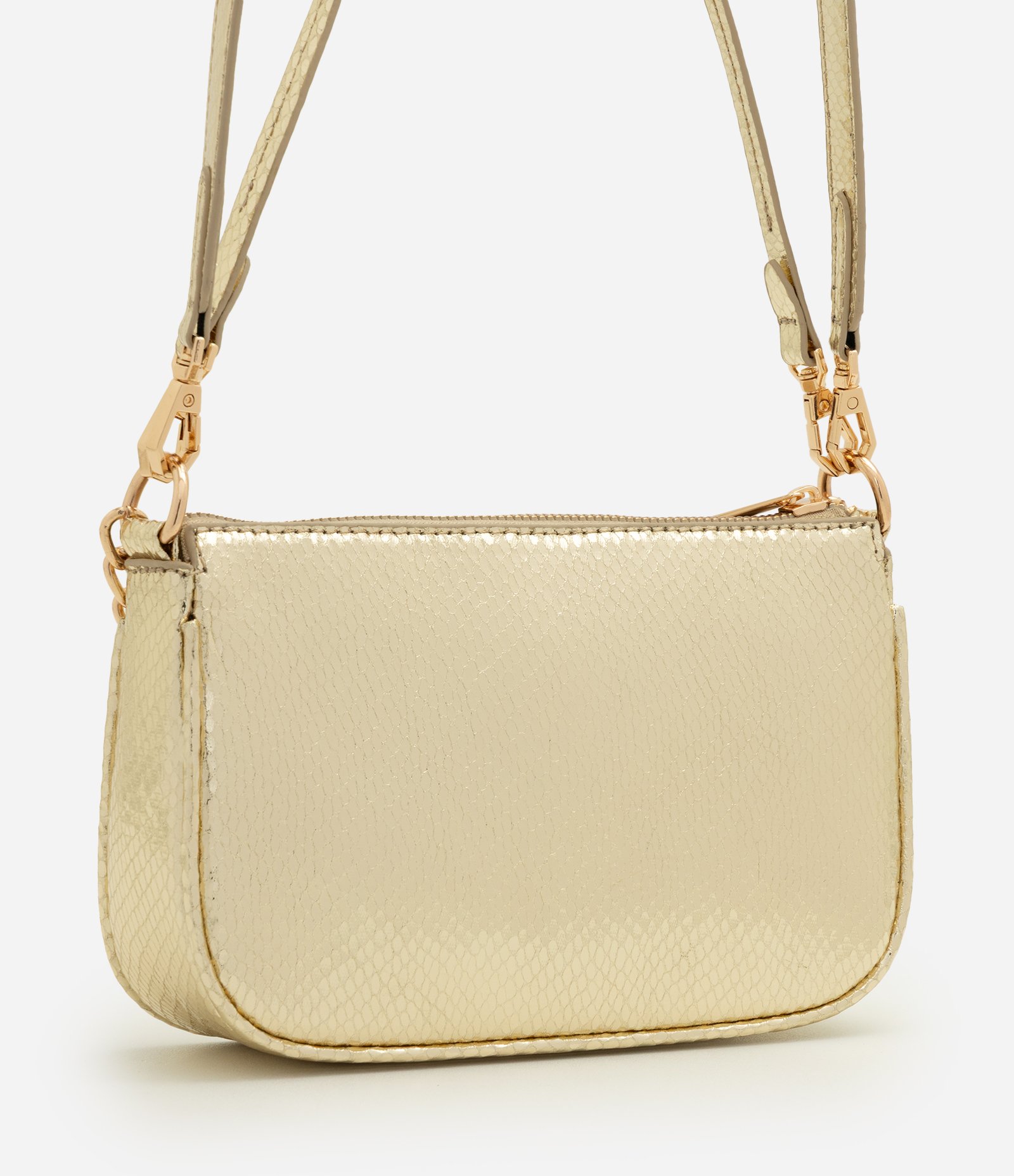 Bolsa Shoulder Pequena em PU com Detalhe de Corrente Dourado 3