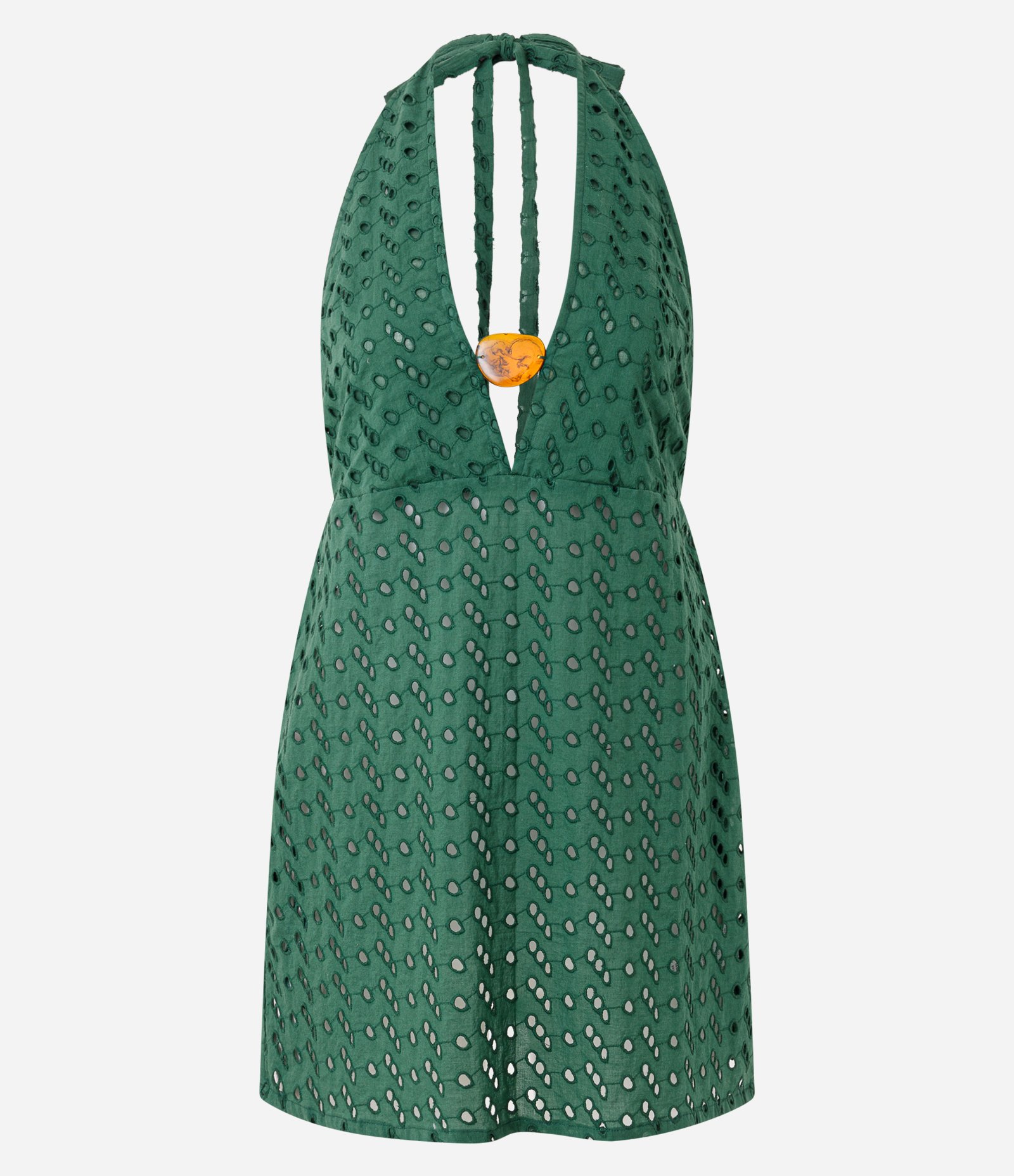 Saída de Praia Vestido em Laise Texturizada Verde 5