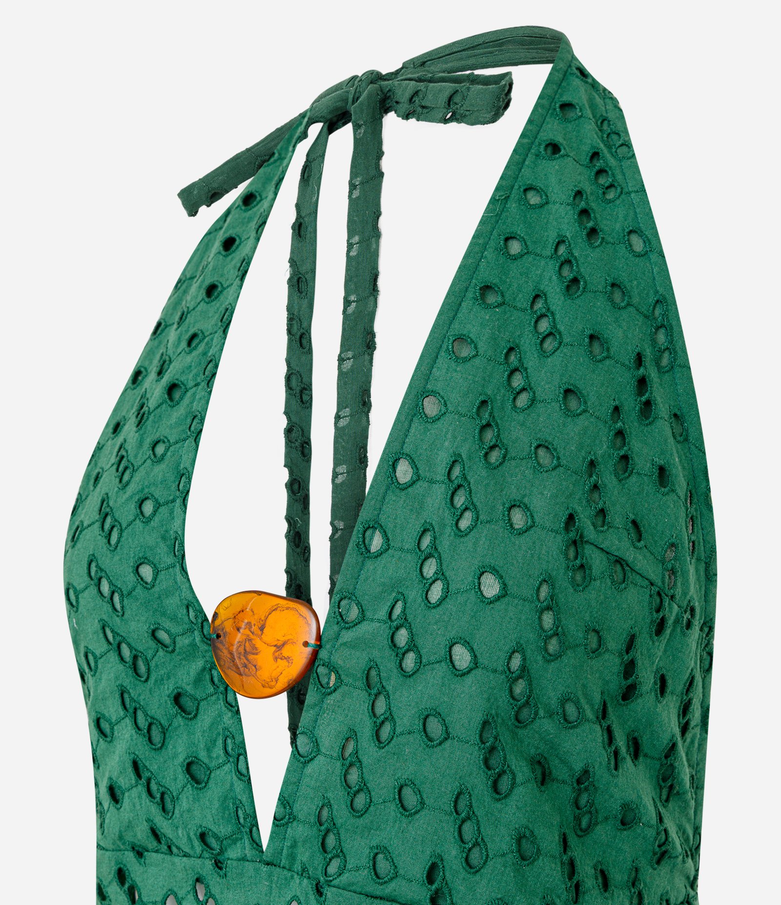 Saída de Praia Vestido em Laise Texturizada Verde 6