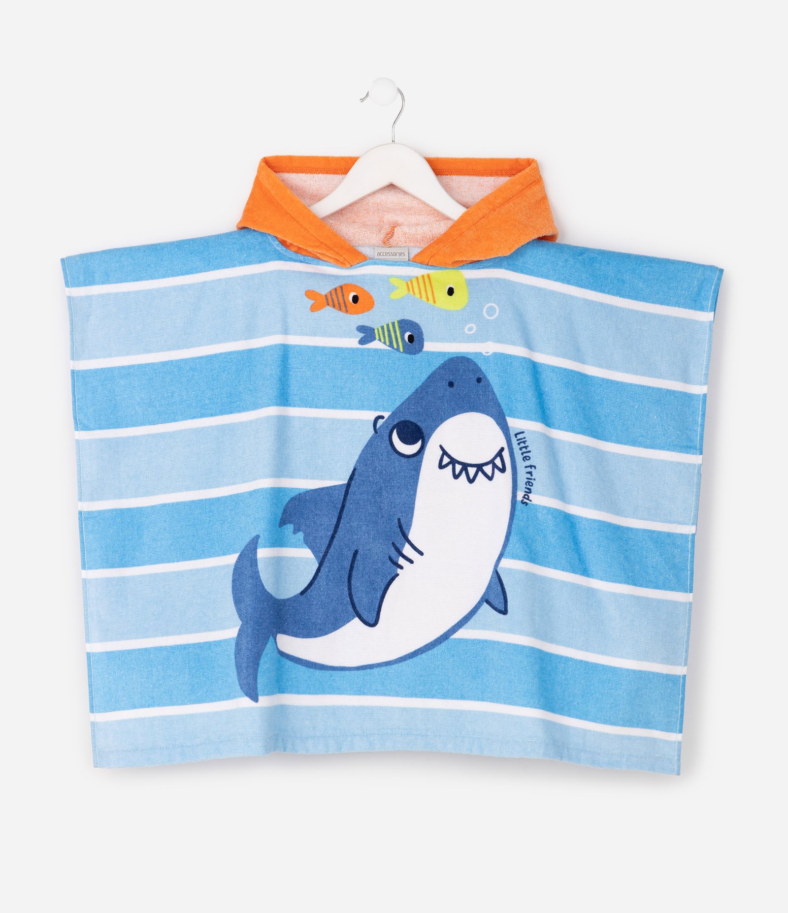 Poncho Infantil Atoalhado com Estampa Fundo do Mar - Tam U Azul 2