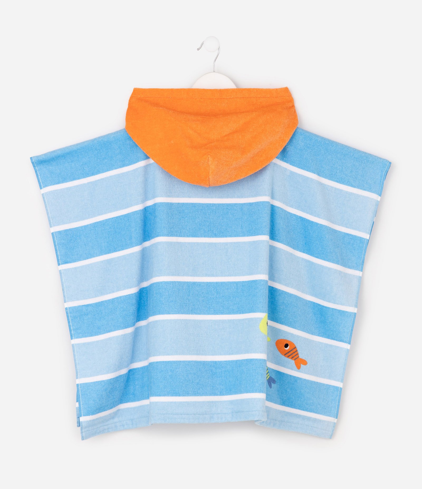 Poncho Infantil Atoalhado com Estampa Fundo do Mar - Tam U Azul 3