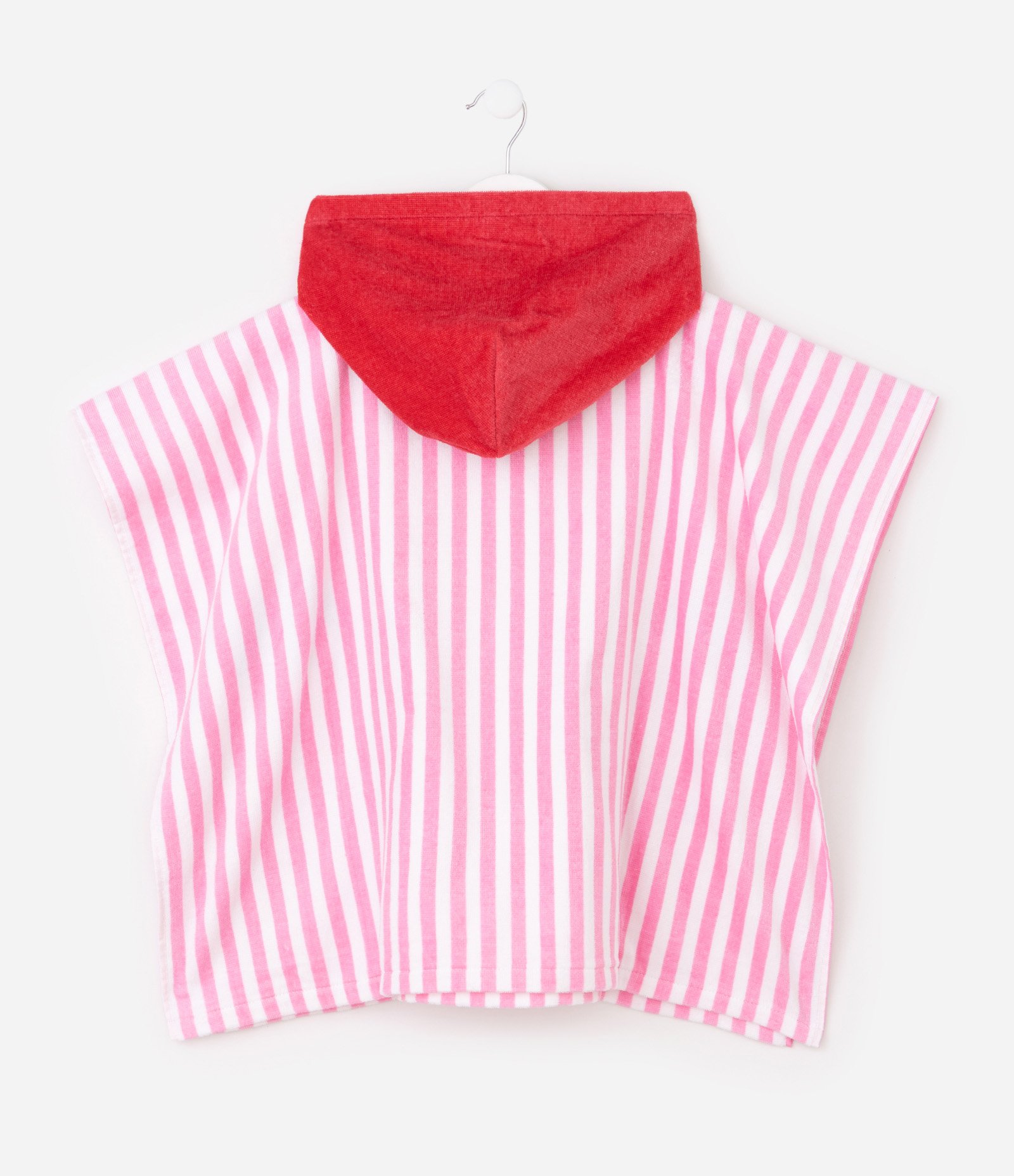 Poncho Infantil Atoalhado e Listrado com Cerejas - Tam U Rosa 3