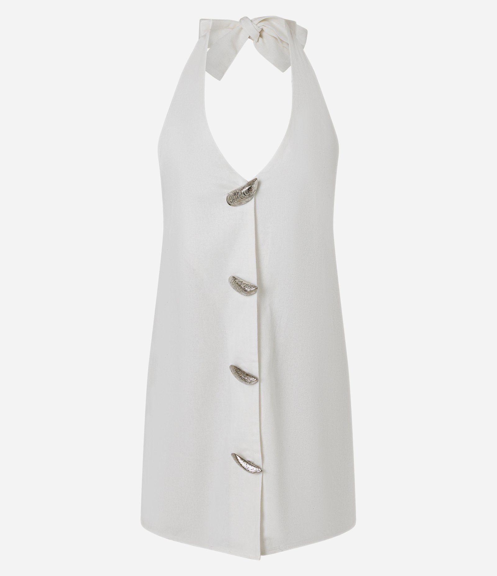 Saída de Praia em Viscolinho com Aviamentos de Concha Off White 5